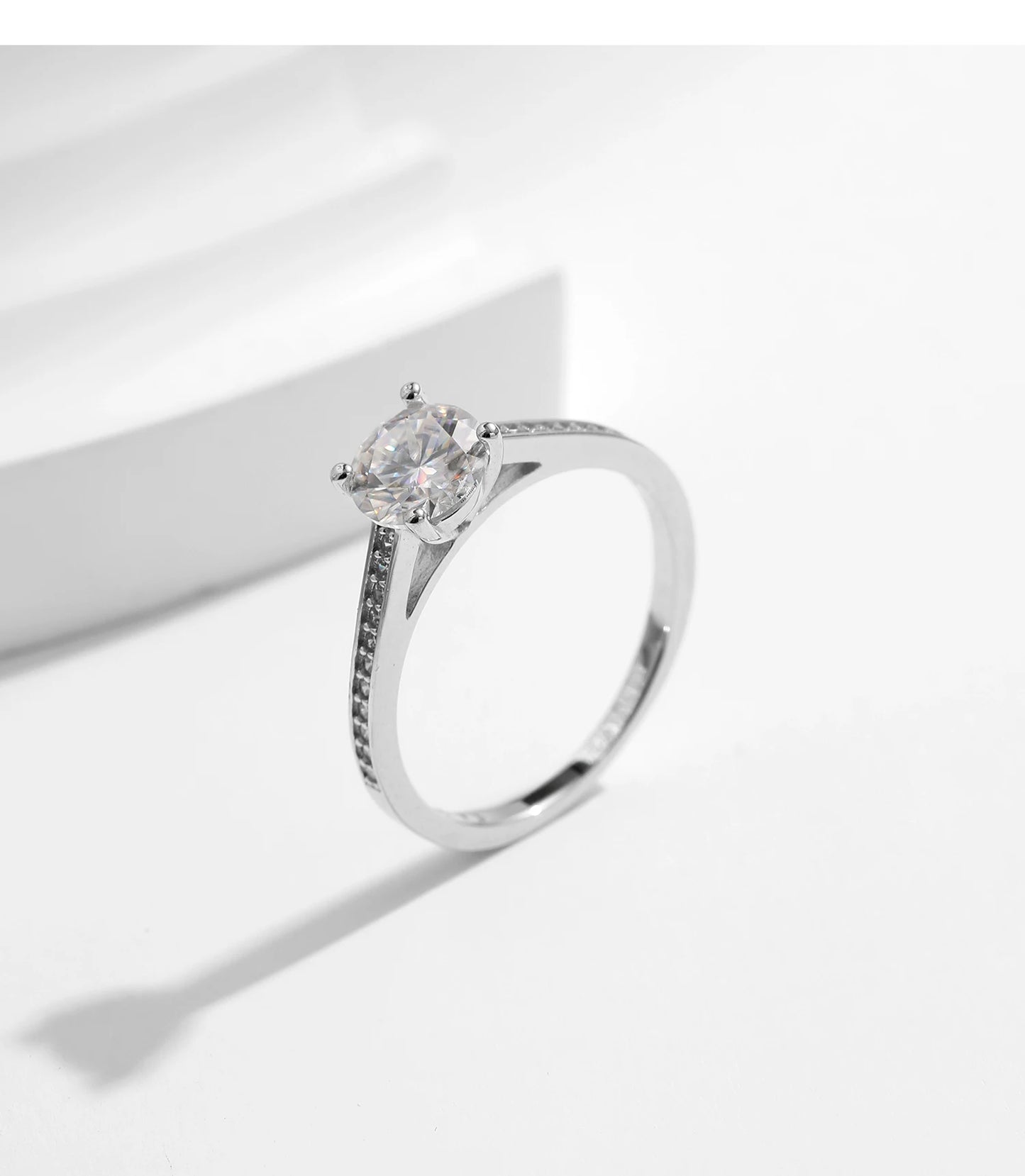 MODIAN D Color Lab Diamond 1CT Moissanite Ring For Women 925 Sterling Silver Classic Wedding Engagement Band Jewelry Gifts