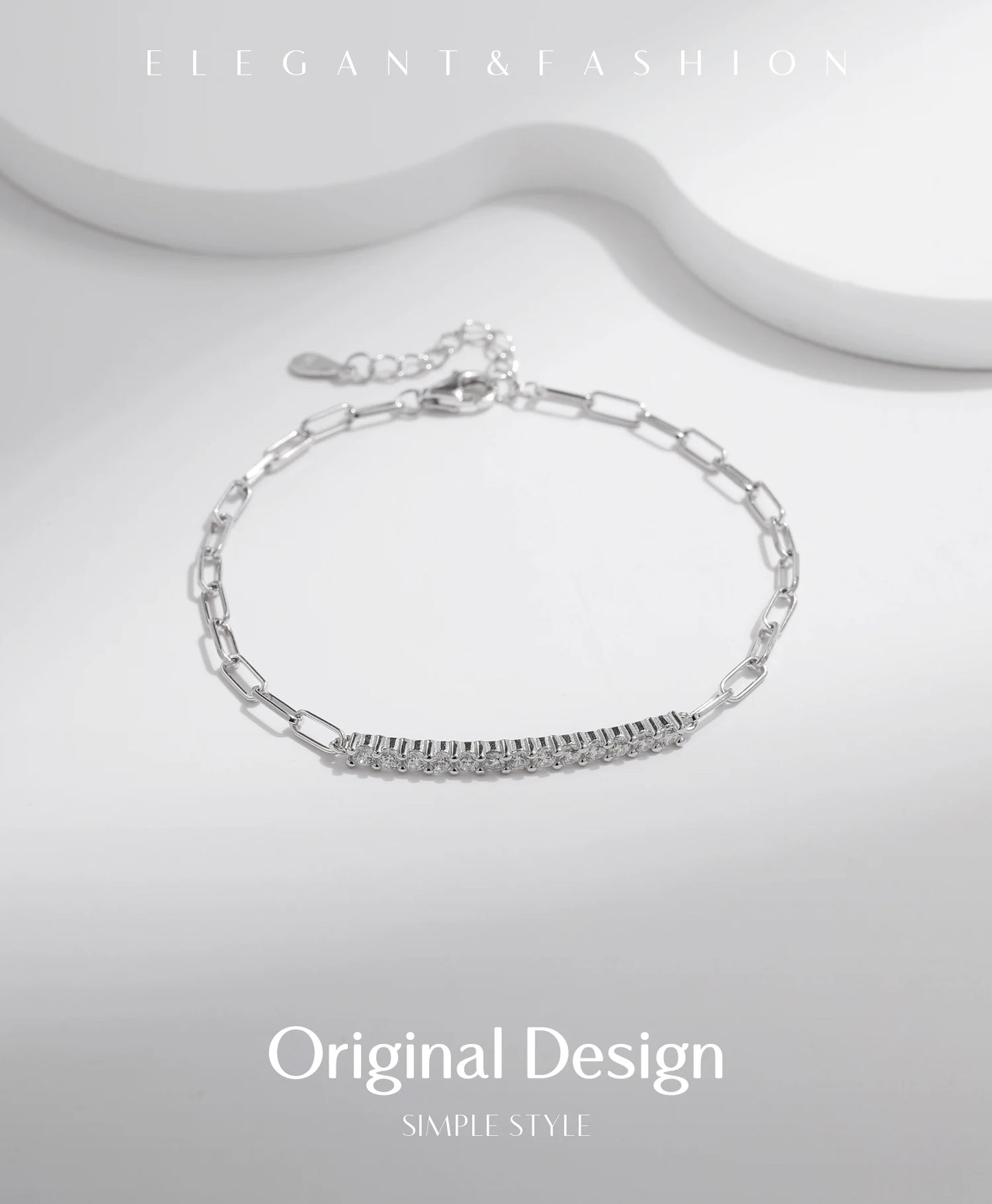 MODIAN Sparkling D Color Moissanite Bracelet 925 Sterling Silver Lock Stackable Trendy Bracelets For Women Jewelry With Gift Box