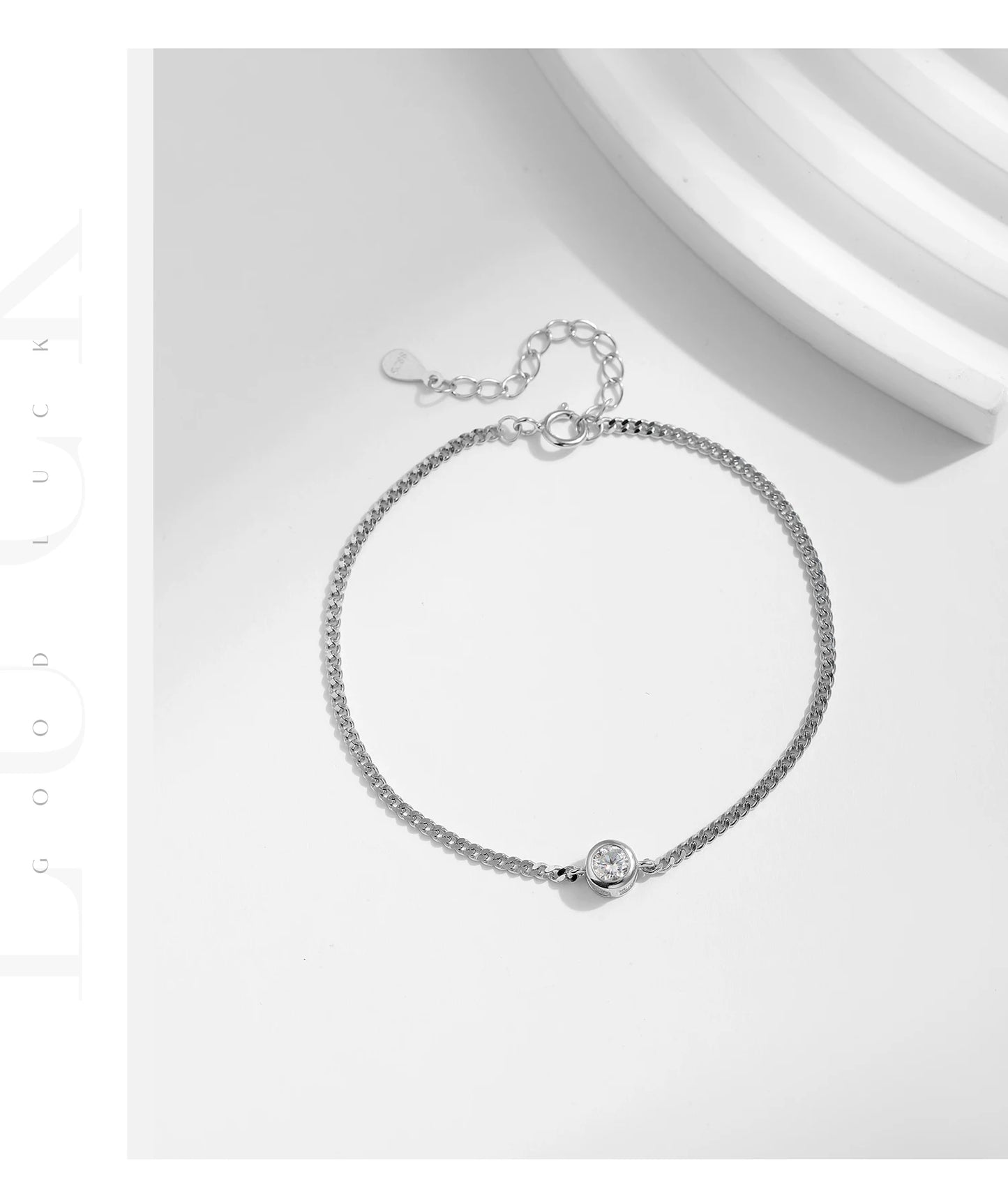 MODIAN 0.25CT Moissanite Bezel Setting Bracelet For Women Diamond 925 Sterling Silver Elegant Chain Bracelet Wedding Jewelry