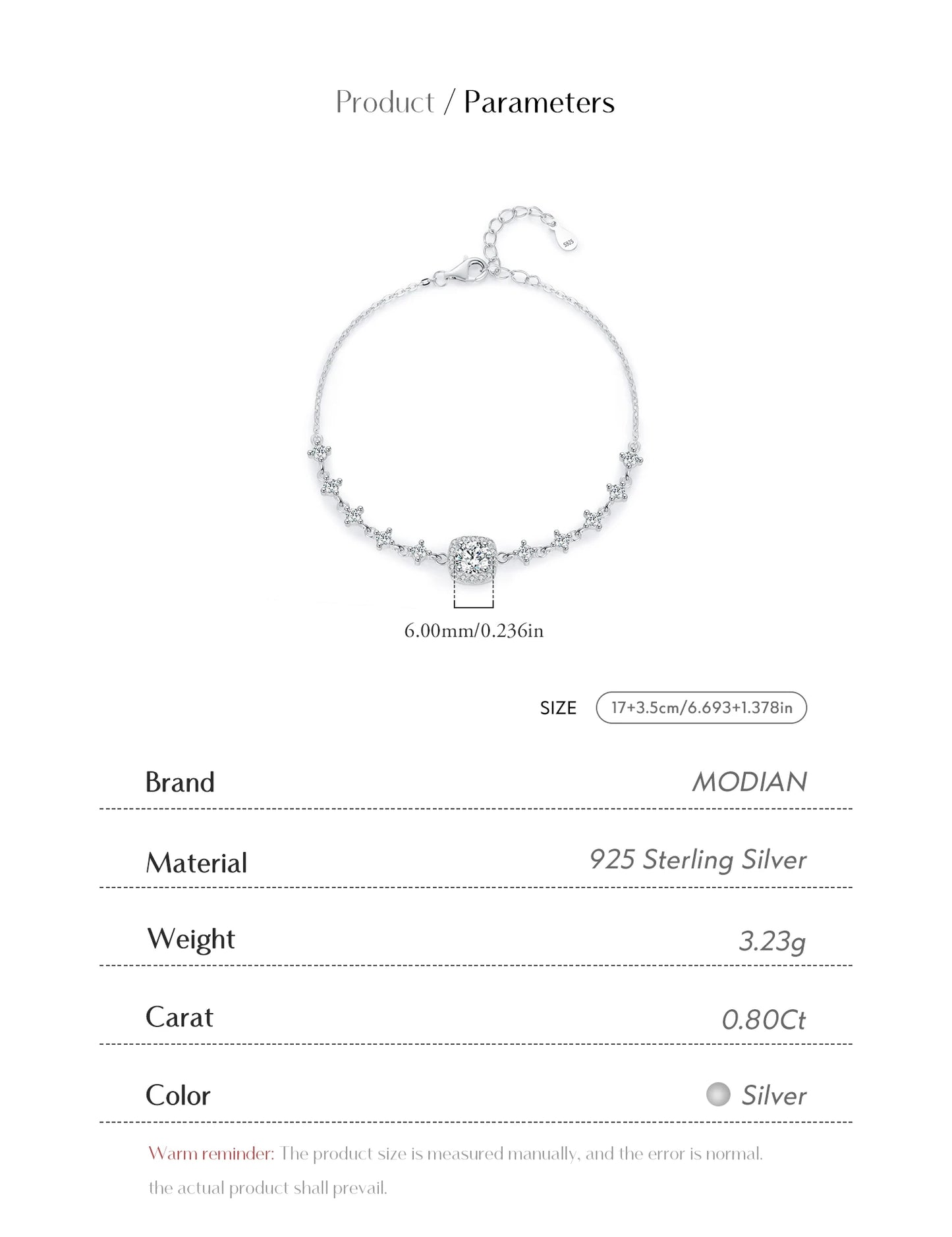 MODIAN 0.8CT D Color Moissanite Luxury Bracelet 925 Sterling Silver Halo Bracelet For Women Bridal Wedding Statement Jewelry