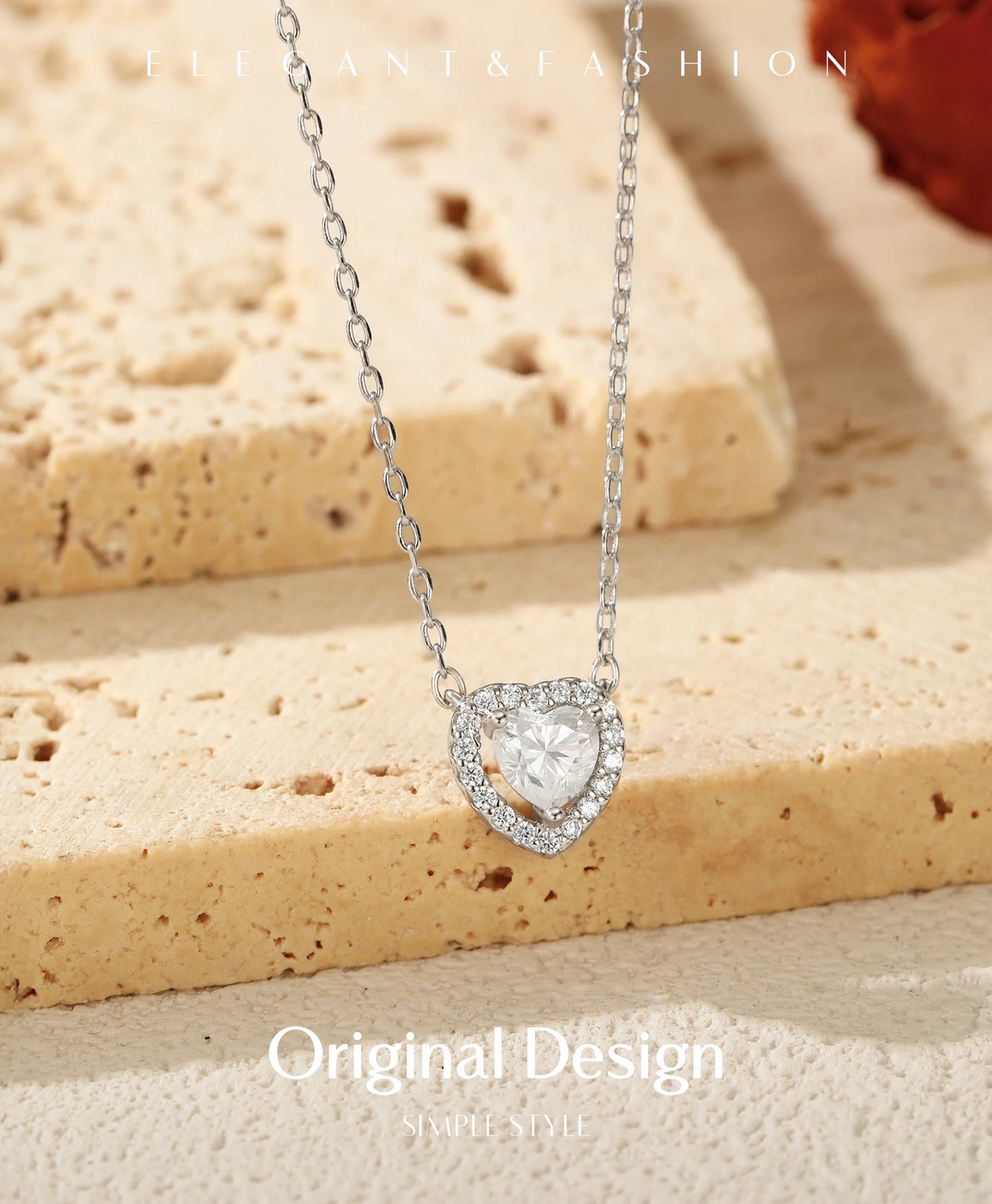MODIAN D Color Heart Moissanite 925 Sterling Silver Fashion Simple Pendant Necklace For Women Wedding Fine Jewelry Gfits