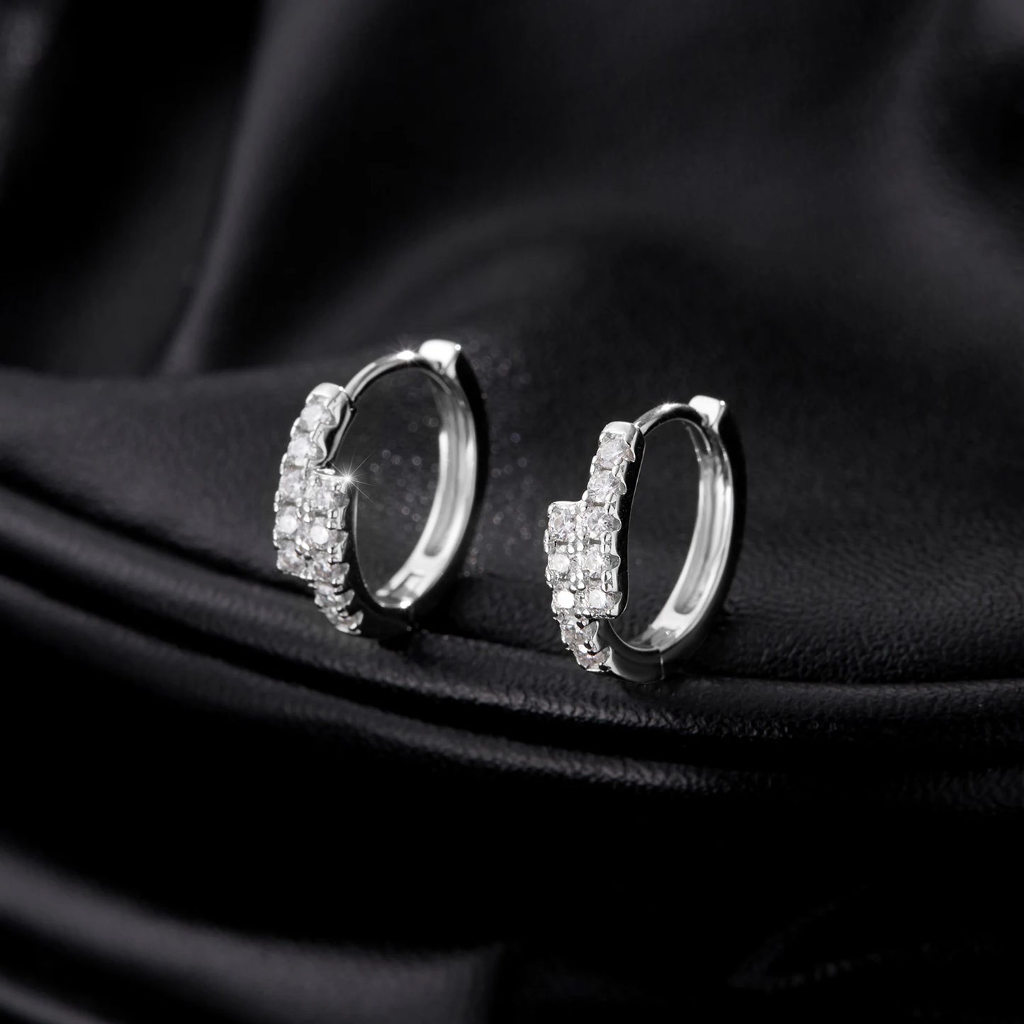 MODIAN D Color Moissanite Simple Earrings 925 Sterling Silver Exquisite Double Row Hoop Earrings For Women Fine Jewelry Gifts