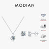 MODIAN Dazzling D Color Moissanite 925 Sterling Silver Round Pendant Necklace Stud Earrings For Women Wedding Fine Jewelry Set