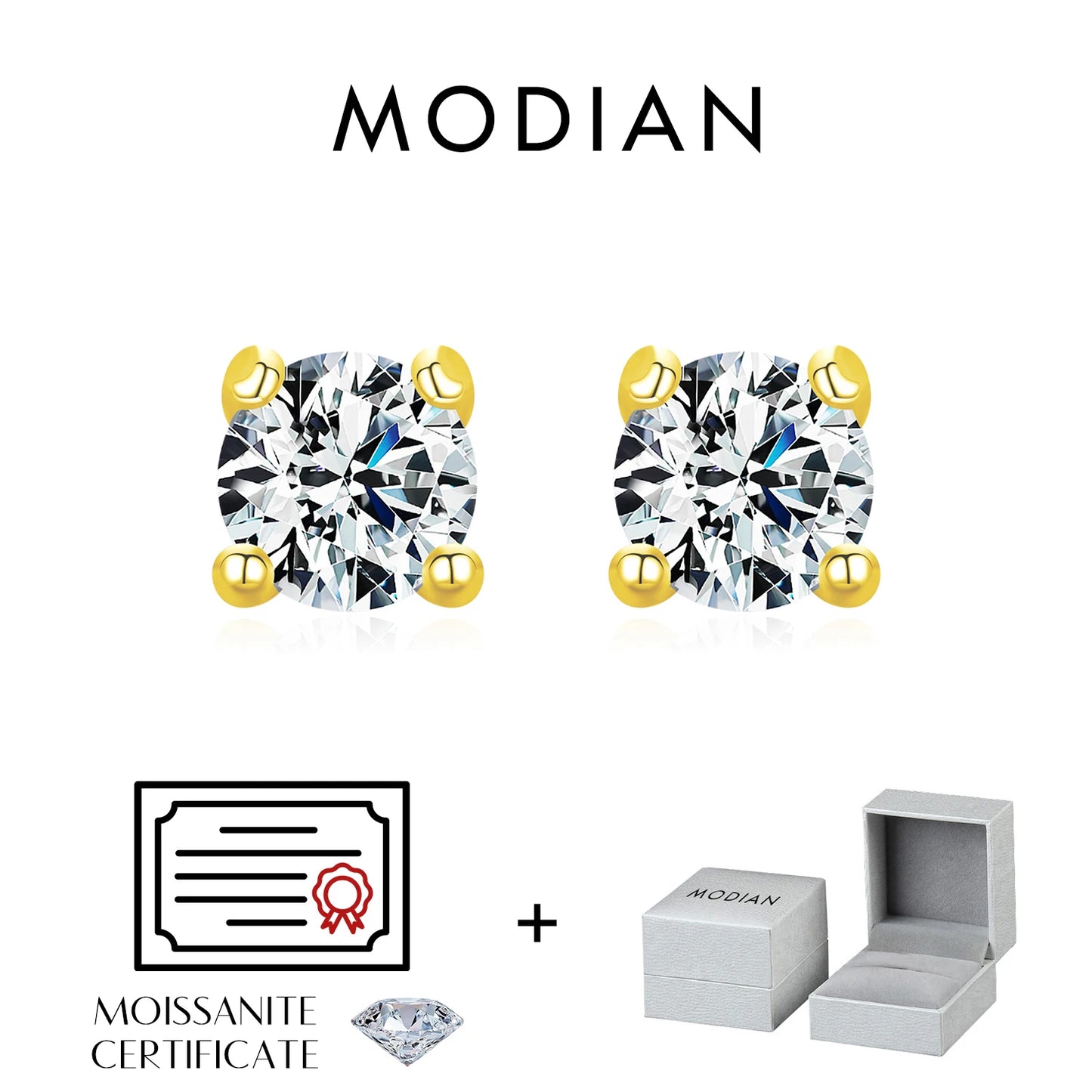Modian Moissanite Gemstone Clear D Color 925 Sterling Silver Small Tiny Dazzling Stud Earrings For Women Wedding Fine Jewelry