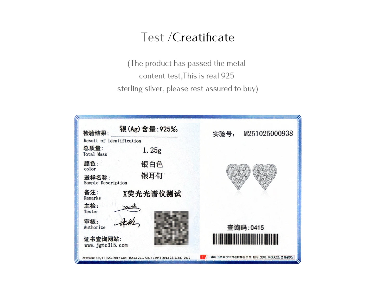 MODIAN D Color Moissanite Simple Daily Wear Ear Studs 925 Sterling Silver Heart Small Stud Earrings For Women Fine Party Jewelry