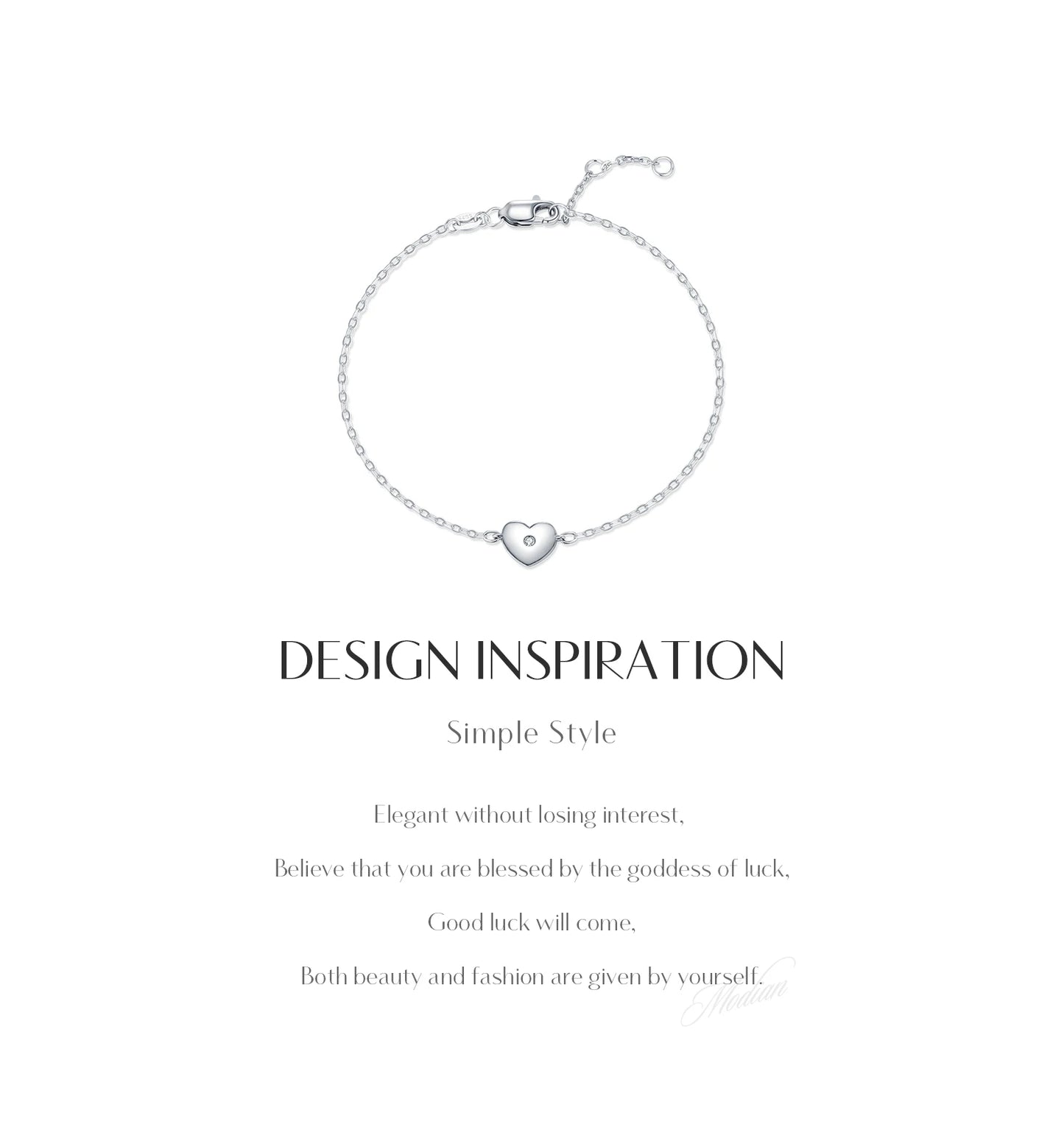 MODIAN D Color Moissanite Bracelet 925 Sterling Silver Simple Heart Daily Link Chain Bracelet For Women Fine Jewelry With Box