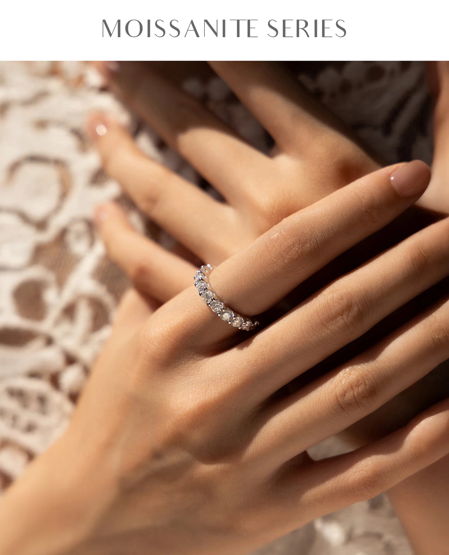 MODIAN D Color Moissanite Dazzling Ring 925 Sterling Silver Luxury Round Eternity Band Rings For Women Wedding Fine Jewelry Gift