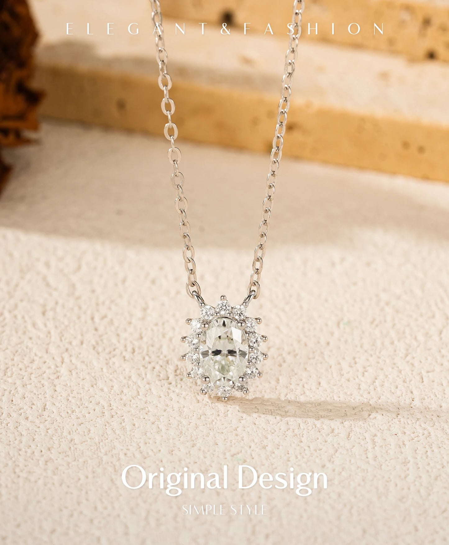 MODIAN D Color Oval Moissanite Necklaces 925 Sterling Silver Classic Pendant Necklace For Women Wedding Engagement Fine Jewelry