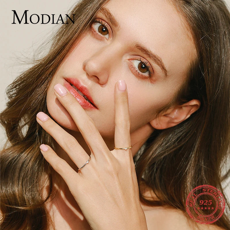 MODIAN Exquisite D Color Round Moissanite Finger Rings 925 Sterling Silver Classic Twinkling Wedding Jewelry For Women Gifts