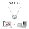 MODIAN 0.8 Carat D Color Classic Halo Moissanite Pendant Necklace 925 Sterling Silver Lab Diamond Wedding Jewelry For Women