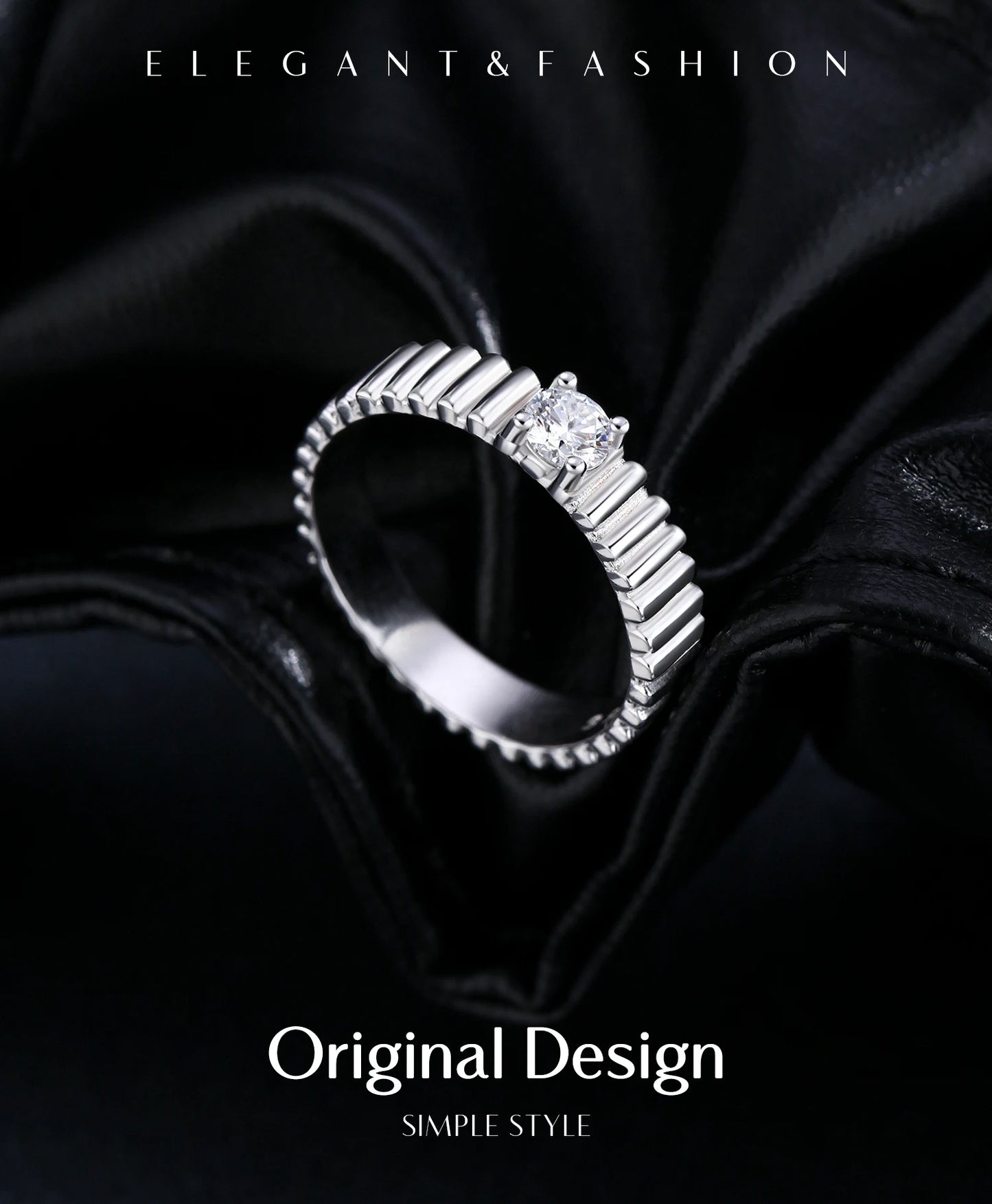 MODIAN D Color Moissanite Ring 925 Sterling Silver Trendy  Wide Eternal Stackable Finger Rings For Women Unisex Fine Jewelry