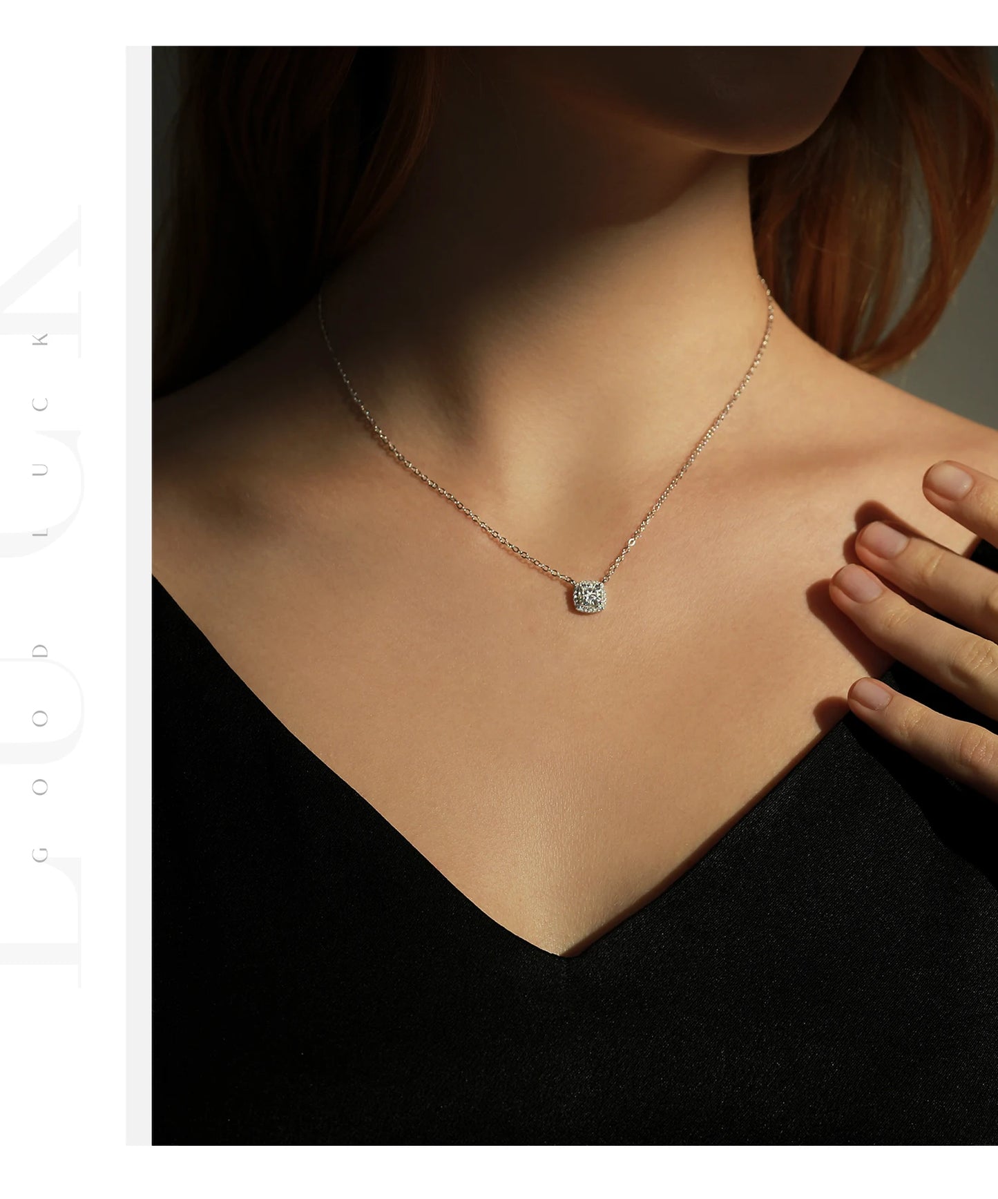 MODIAN 1 Carat Square Cushion Cut Halo Moissanite Pendant Necklace For Women 925 Sterling Silver Dazzling Wedding Bridal Jewelry
