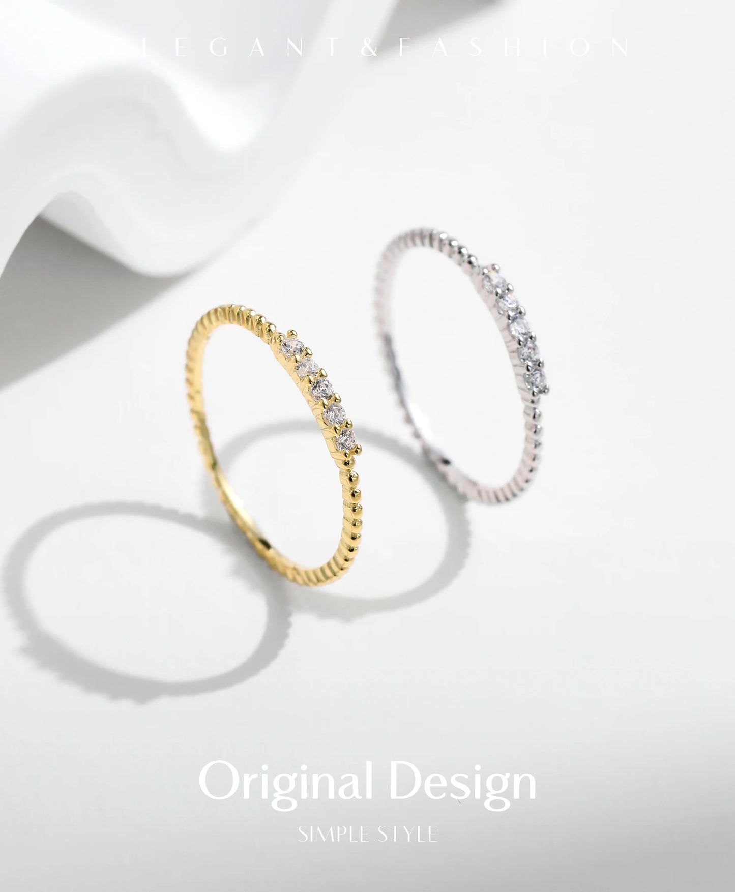 MODIAN Sparkling Moissanite Eternity Band Ring 925 Sterling Silver Stackable Popular Finger Rings For Women Party Jewelry