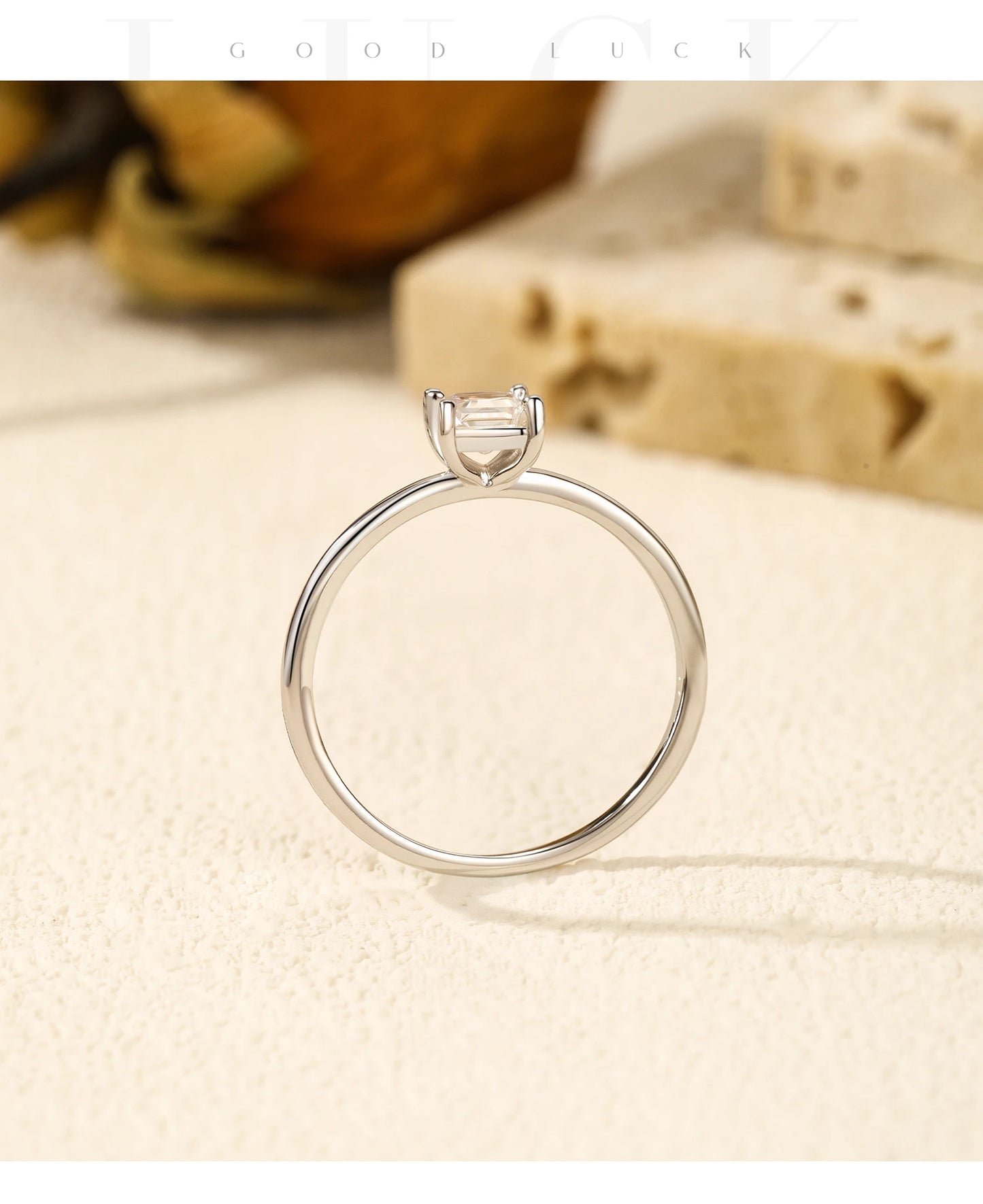 MODIAN Emerald Cut D Color Square Moissanite 925 Sterling Silver Classic Finger Rings For Women Wedding Statement Jewelry