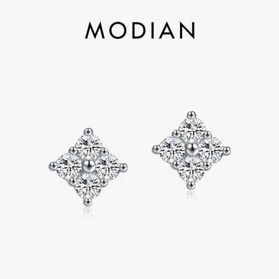 MODIAN Simple D Color Moissanite 925 Sterling Silver Dazzling Lab Created Diamond Ideal Cut Stud Earrings For Women Jewelry