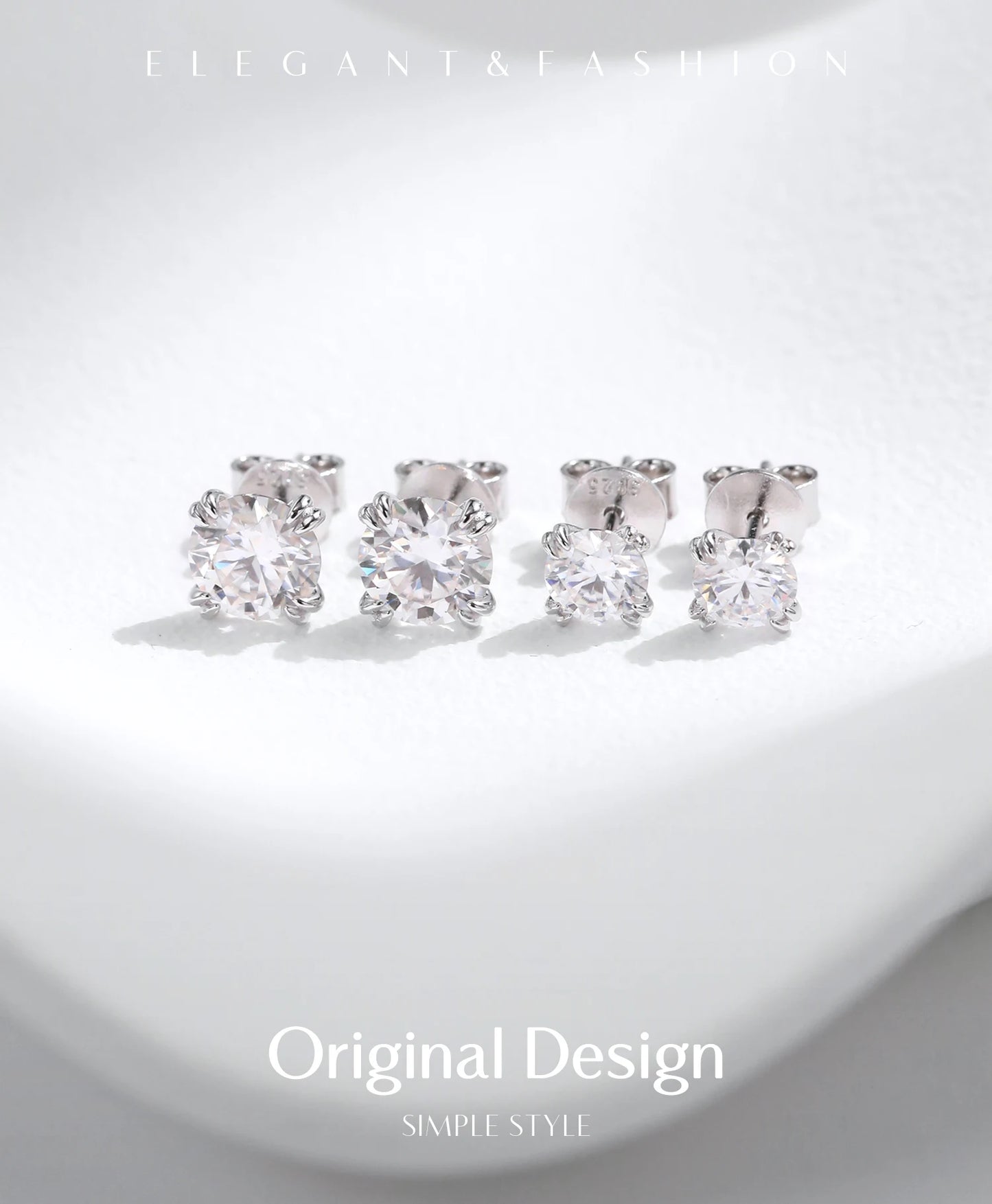 MODIAN D Color 1CT Moissanite Stud Earrings 925 Sterling Silver Brilliant Round Cut Lab Created Diamond Jewelry For Women