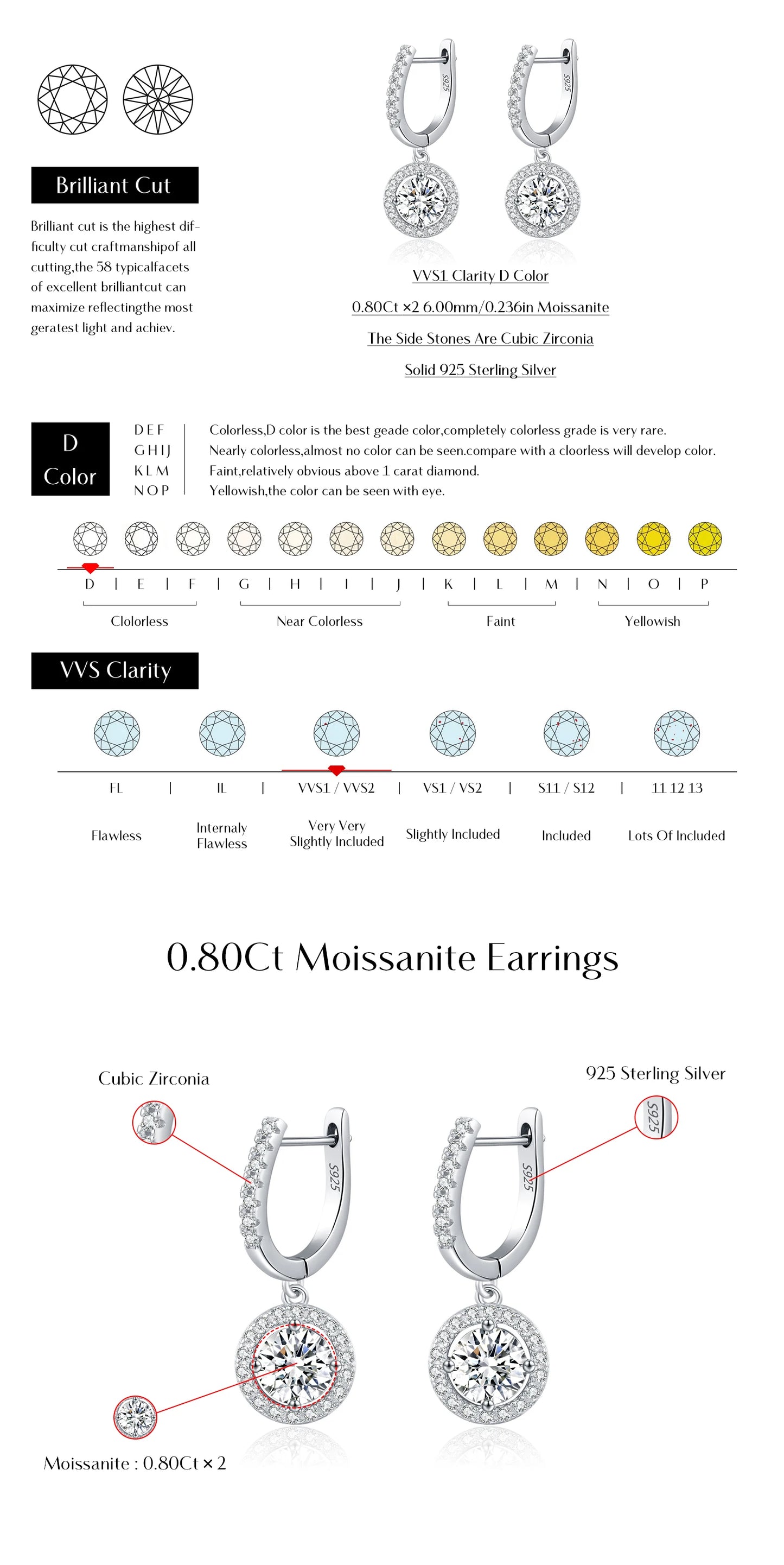 MODIAN D Color Moissanite Drop Earrings 925 Sterling Silver Halo Dangle Earrings For Women Wedding Engagement Fine Jewelry Gift