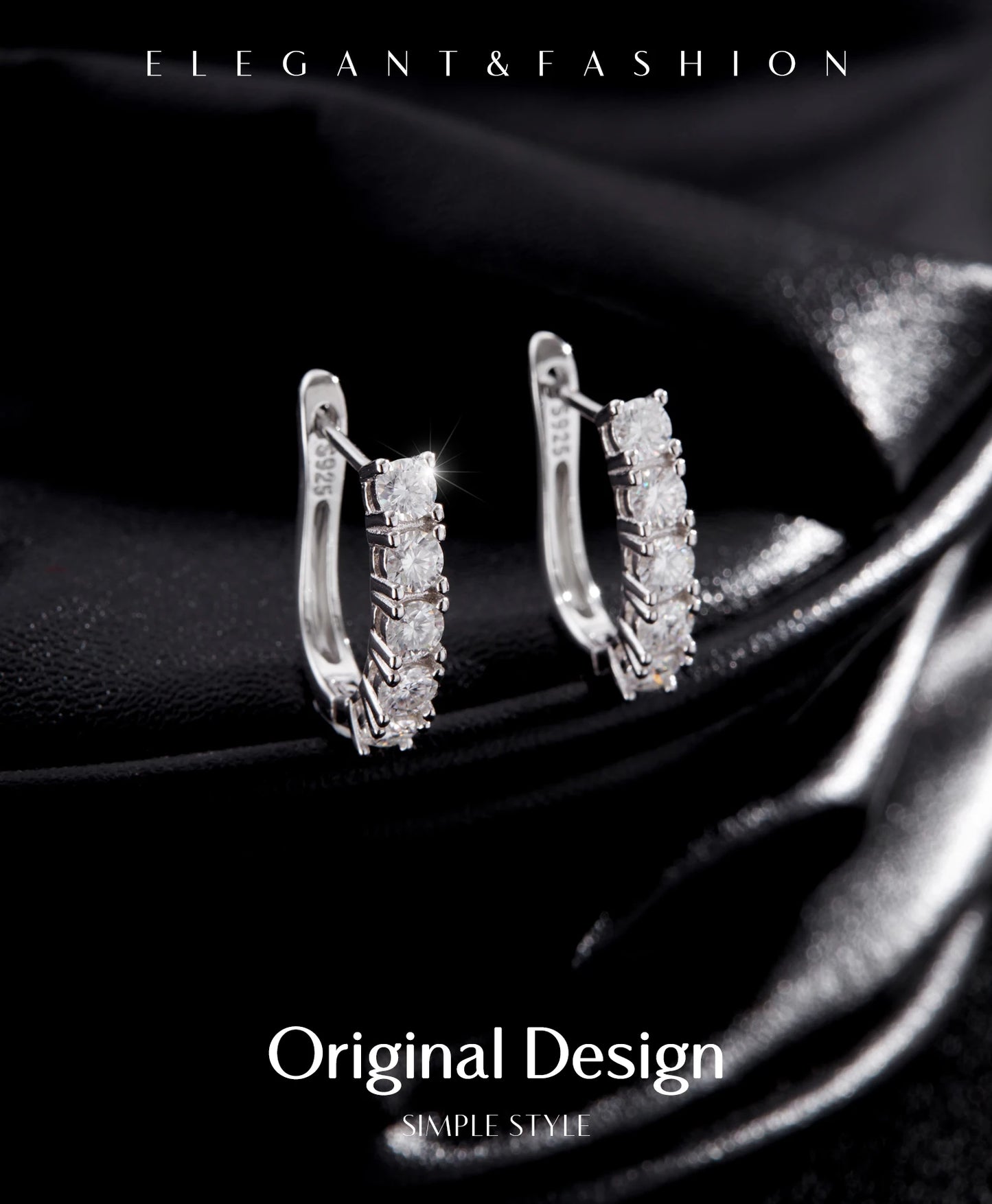 MODIAN D Color U Shape Moissanite Earrings 925 Sterling Silver Elegant Exquisite Hoop Earrings For Women Wedding Jewelry