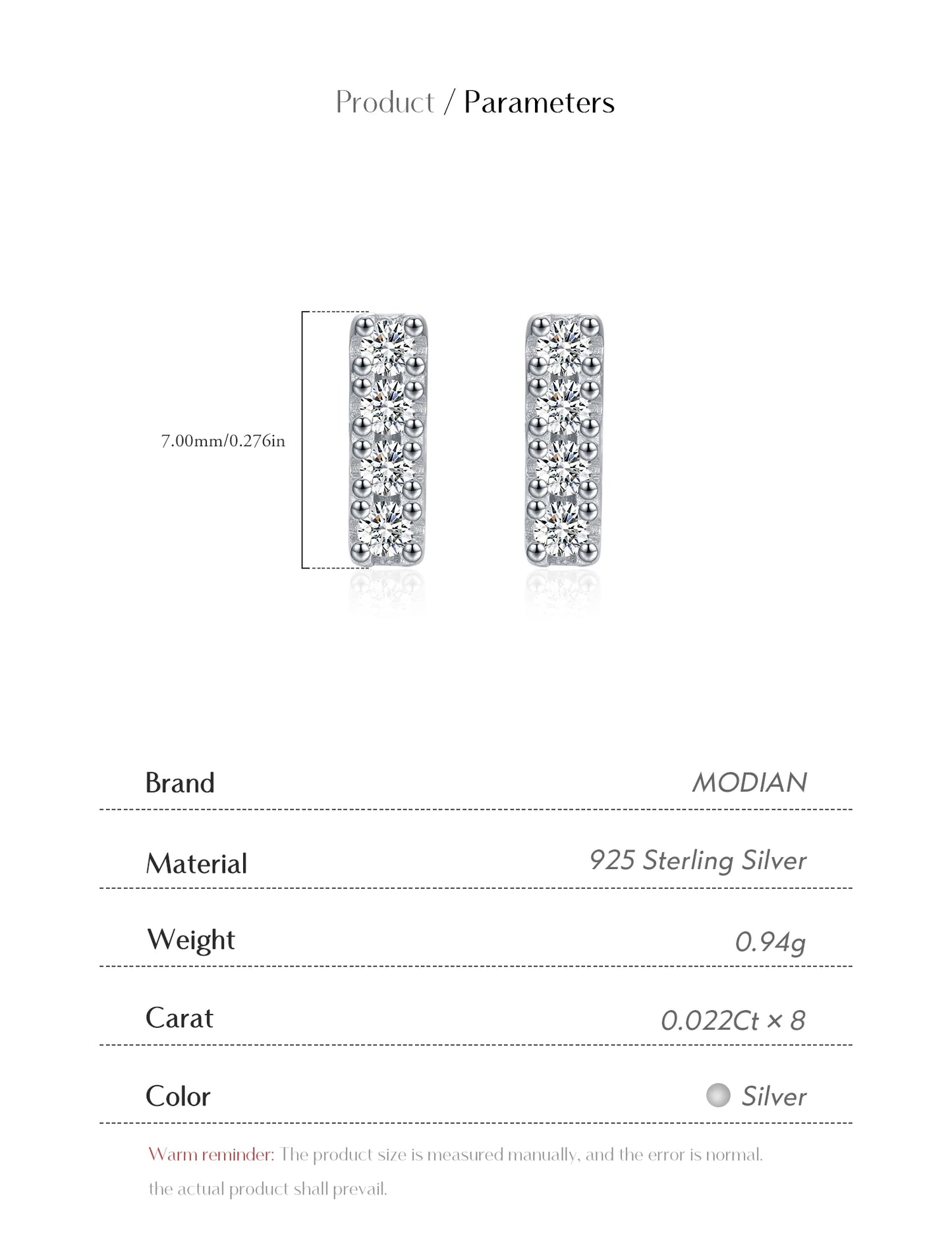 MODIAN D Color Moissanite Minimalism Stud Earrings 925 Sterling Silver Stackable Fashion Earrings For Women Vacation Jewelry