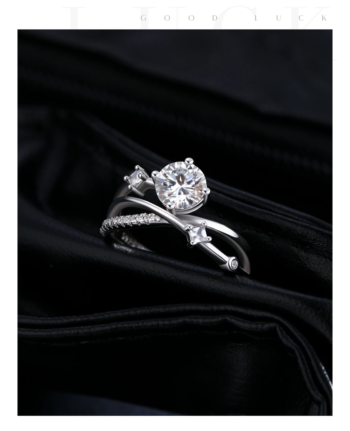 MODIAN 1CT VVS1 Clarity Moissanite Dazzling Ring 925 Sterling Silver e Multi-layer Lines Rings For Women Wedding Jewelry Gifts