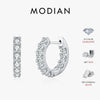 MODIAN D Color Round Moissanite Ear Buckle 925 Sterling Silver Classic Simple Hoop Earrings For Women Party Fine Jewelry Gifts