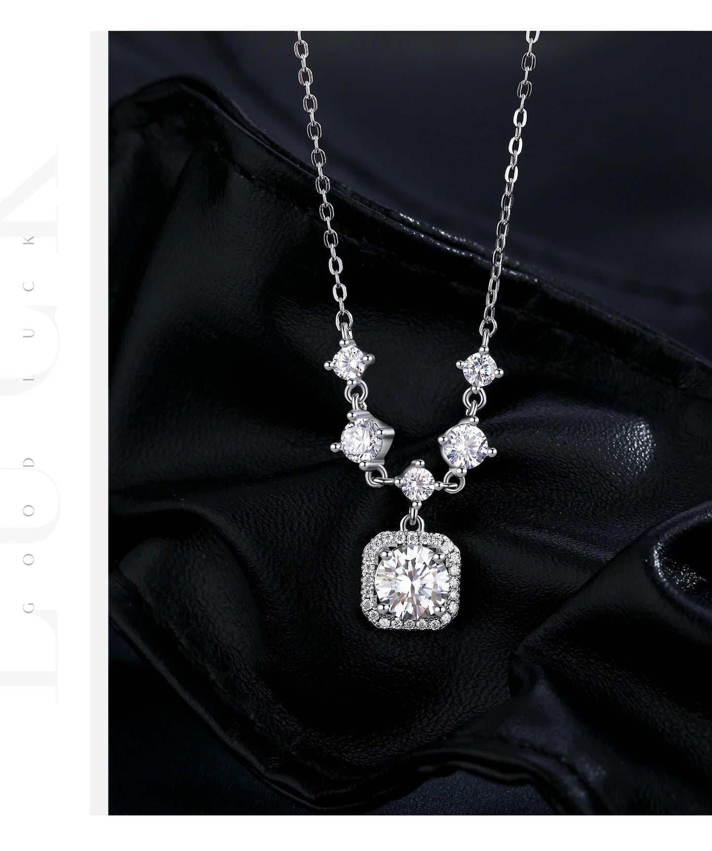 MODIAN D Color Moissanite 925 Sterling Silver Luxury Geometric Charm Necklace Bracelet For Women Wedding Statement Jewelry Set