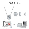 MODIAN Moissanite Sets 925 Sterling Silver Classic Round Halo Earrings Simple Link Chain Necklace For Women Bridal Jewelry Set
