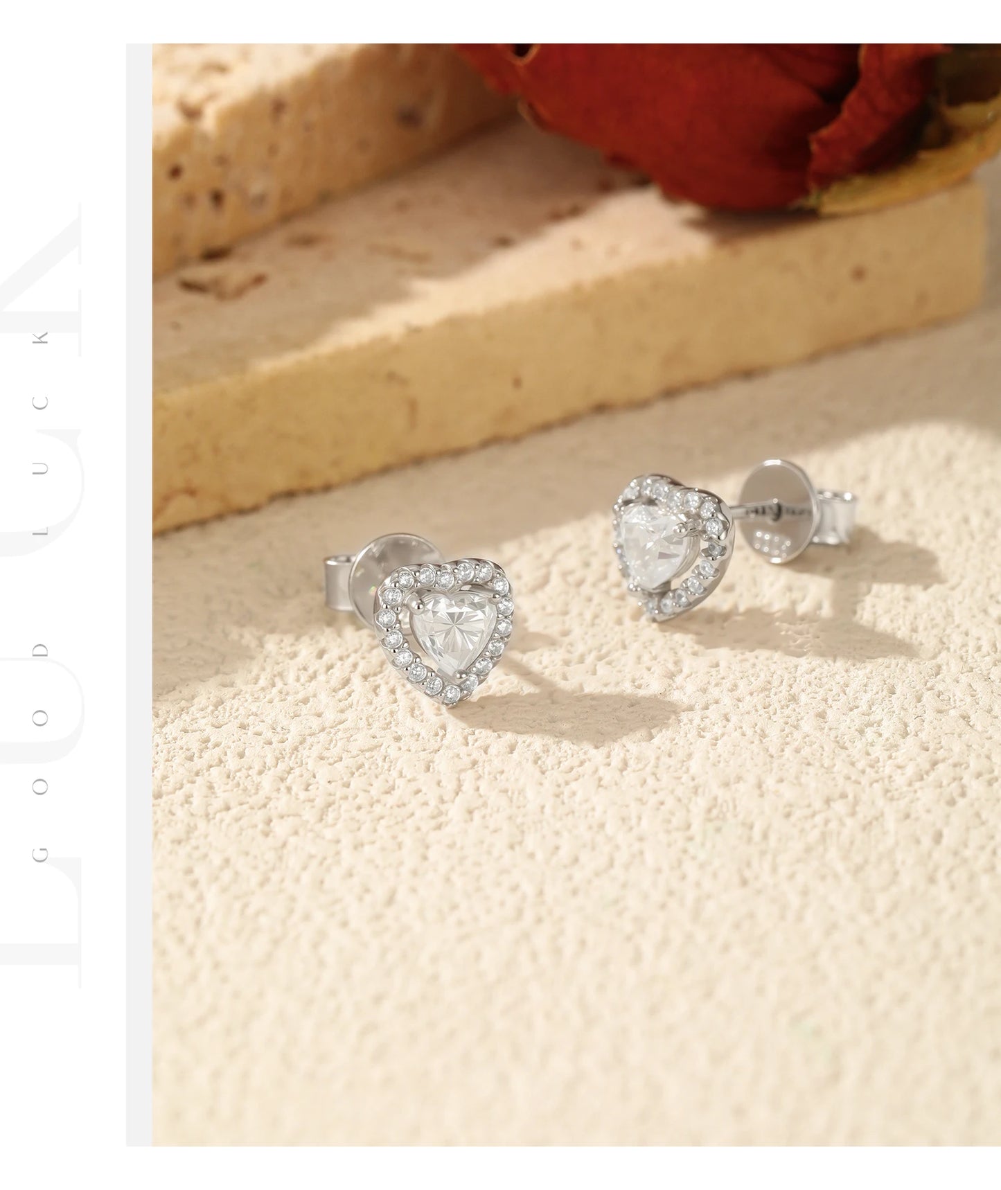 MODIAN Dazzling D Color Hearts Moissanite Halo Earrings 925 Sterling Silver Clasic Wedding Stud Earrings For Women Fine Jewelry