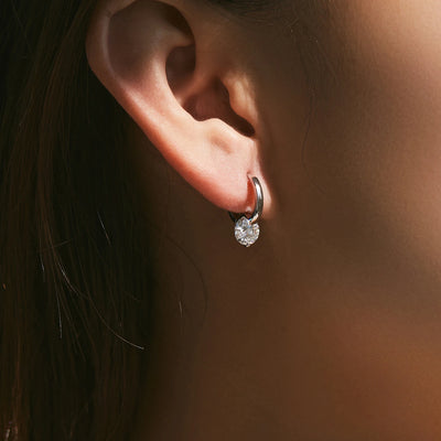 MODIAN 1.0CT D Color Moissanite Hoop Earrings 925 Sterling Silver Luxury Buckle Earrings For Women Wedding Fine Jewelry Gifts