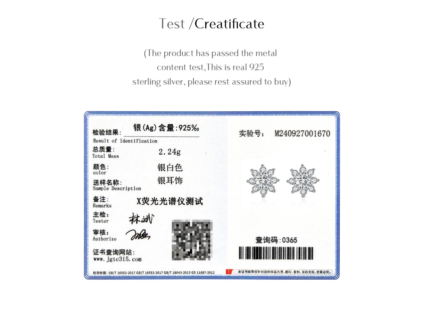 MODIAN Sparkling VVS1 D Color Moissanite Stud Earrings 925 Sterling Silver Classic Flowers Earrings For Women Fine Jewelry Gift