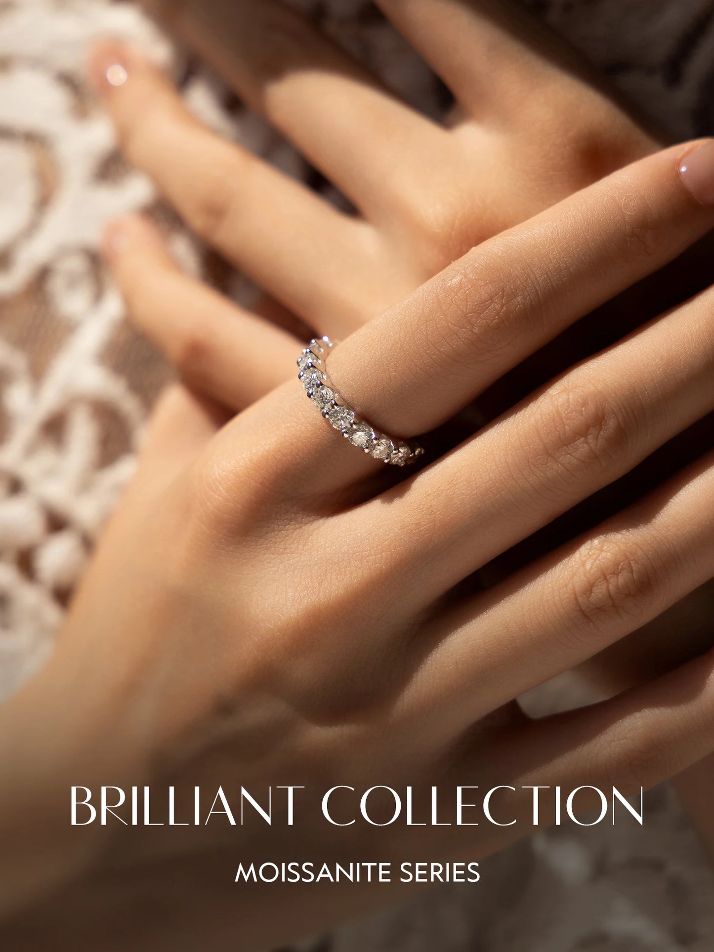 MODIAN D Color Moissanite Dazzling Ring 925 Sterling Silver Luxury Round Eternity Band Rings For Women Wedding Fine Jewelry Gift