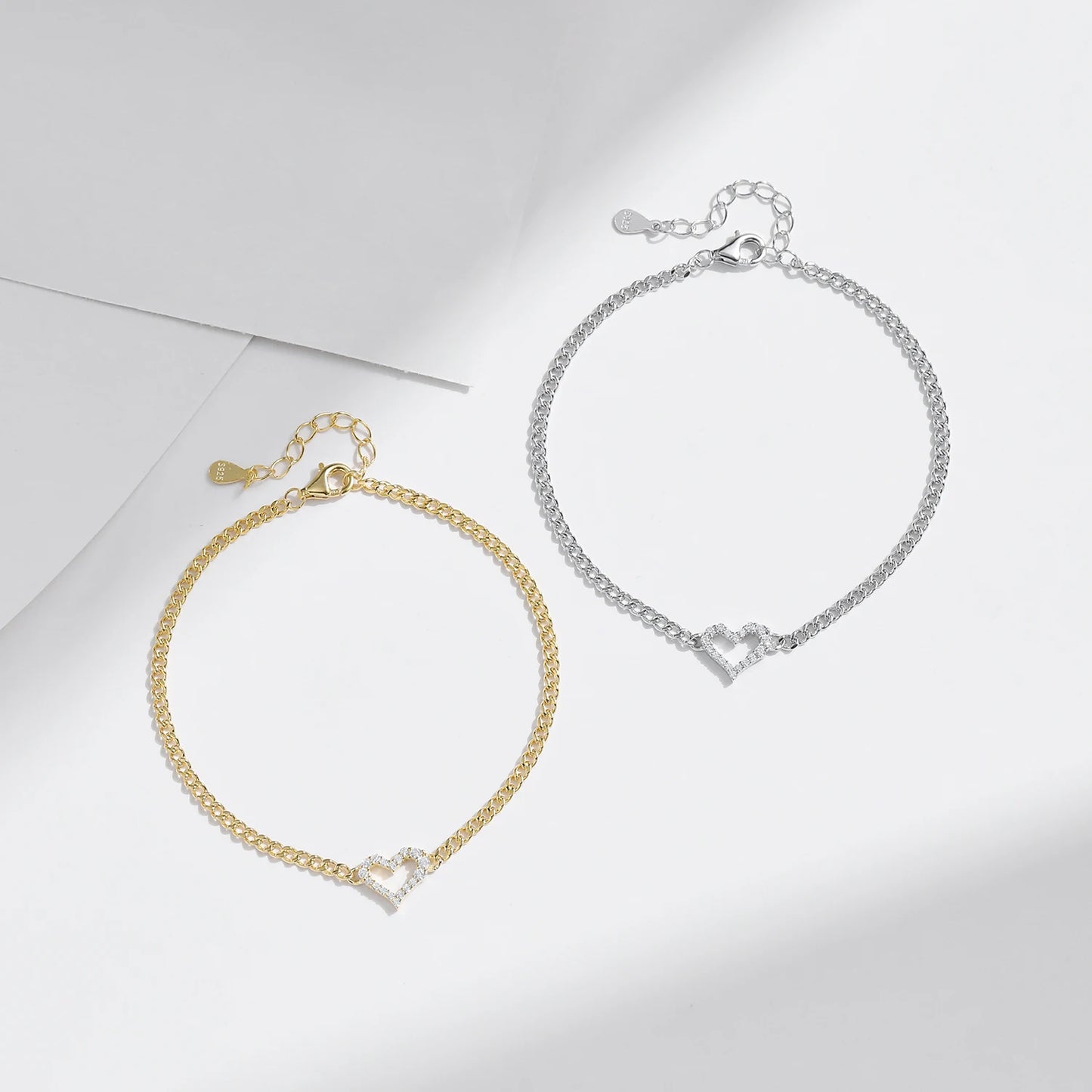 MODIAN D Color Pave Setting Moissanite Bracelets 925 Sterling Silver Romantic Heart Gourmette Bracelet For Women Jewelry Gifts