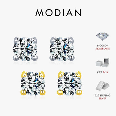 Modian Moissanite Gemstone Clear D Color 925 Sterling Silver Small Tiny Dazzling Stud Earrings For Women Wedding Fine Jewelry