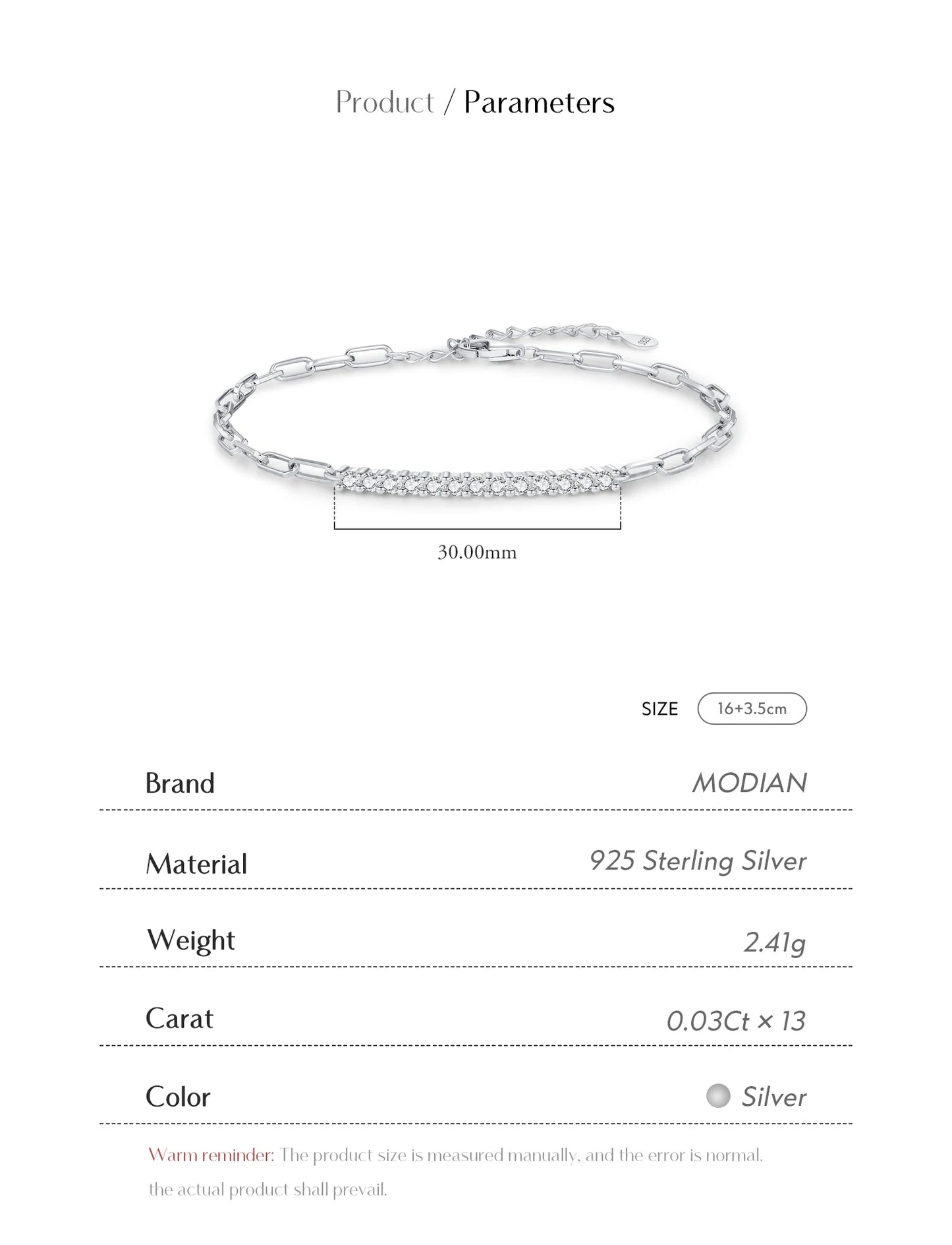 MODIAN Sparkling D Color Moissanite Bracelet 925 Sterling Silver Lock Stackable Trendy Bracelets For Women Jewelry With Gift Box