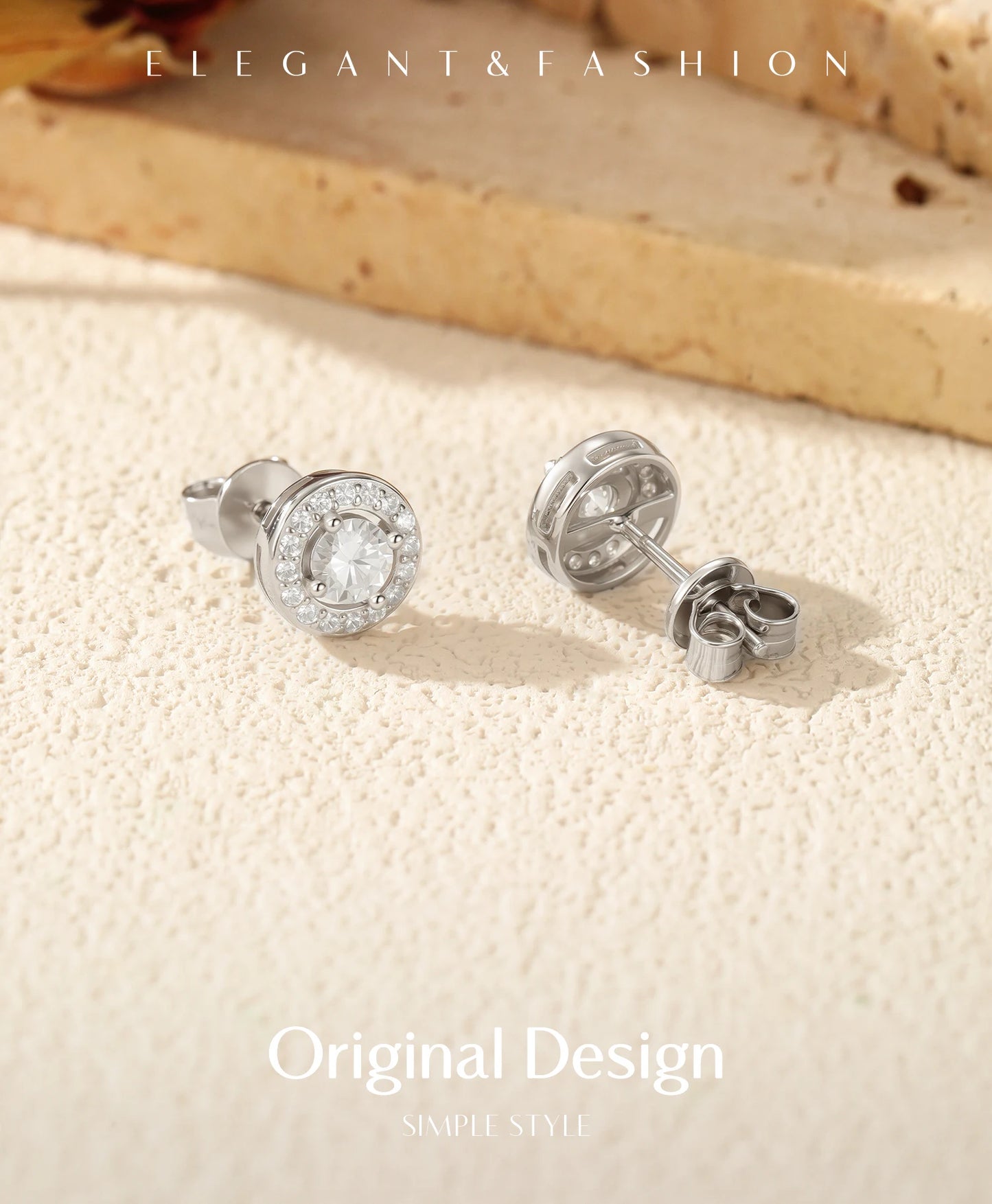 MODIAN Sparkling D Color Moissanite Halo Earrings 925 Sterling Silver Classic Stud Earrings For Women Wedding Fine Jewelry Gift