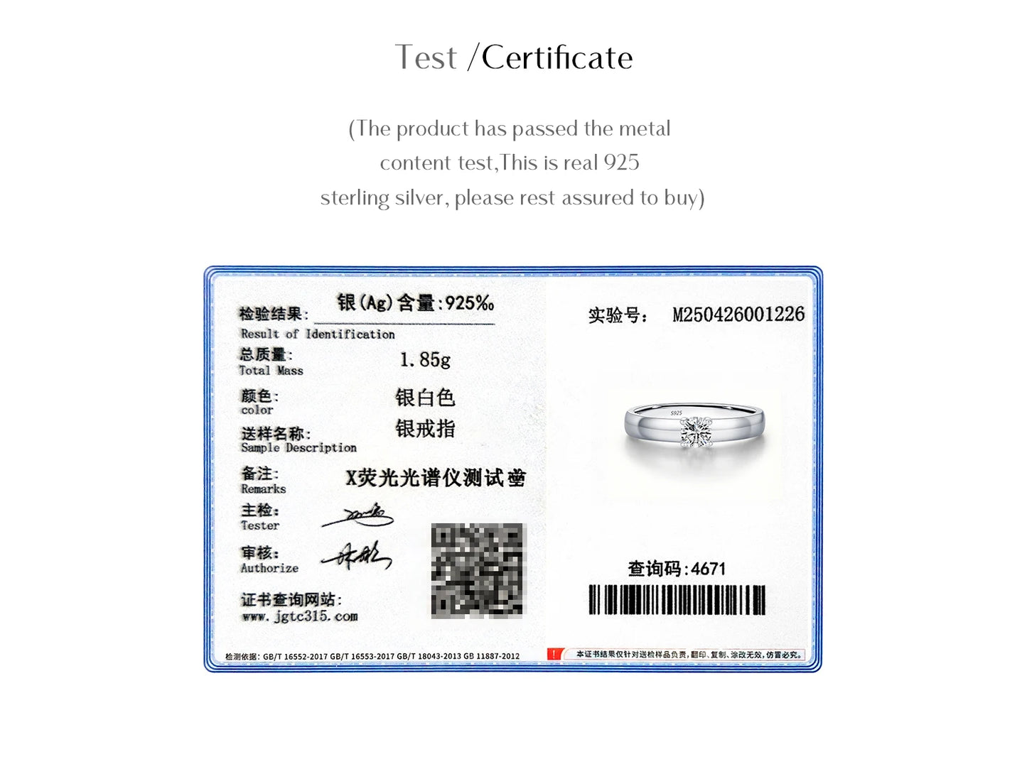 MODIAN D Color Round Moissanite Rings 925 Sterling Silver Fashion Simple Ring For Women Wedding Statement Jewelry Gifts