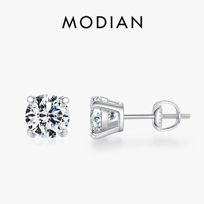 MODIAN D Color 1CT Moissanite Stud Earrings For Women 925 Sterling Silver 0.5CT Dazzling Lab Diamond Wedding Jewelry Gifts