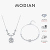 MODIAN D Color Moissanite 925 Sterling Silver Luxury Geometric Charm Necklace Bracelet For Women Wedding Statement Jewelry Set