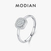 MODIAN Sparkling VVS1 D Color Pave Setting Moissanite Ring 925 Sterling Silver Wedding Band Ring for Women Fine Jewelry
