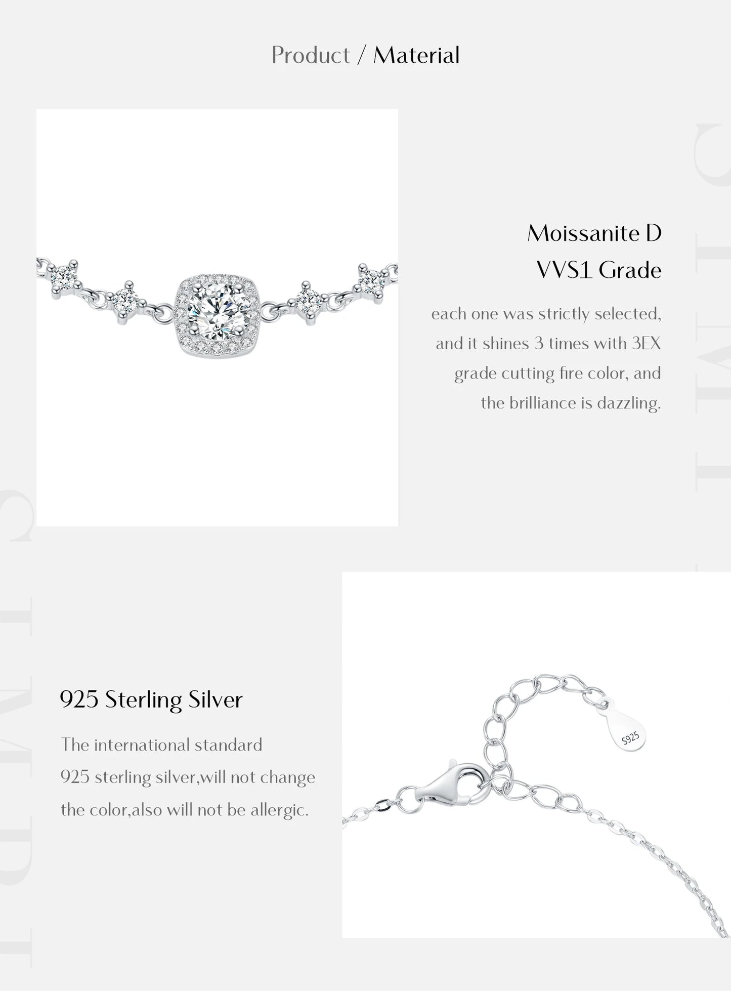 MODIAN 0.8CT D Color Moissanite Luxury Bracelet 925 Sterling Silver Halo Bracelet For Women Bridal Wedding Statement Jewelry