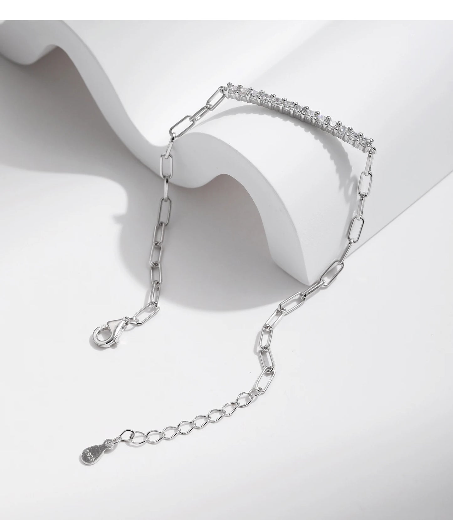 MODIAN Sparkling D Color Moissanite Bracelet 925 Sterling Silver Lock Stackable Trendy Bracelets For Women Jewelry With Gift Box