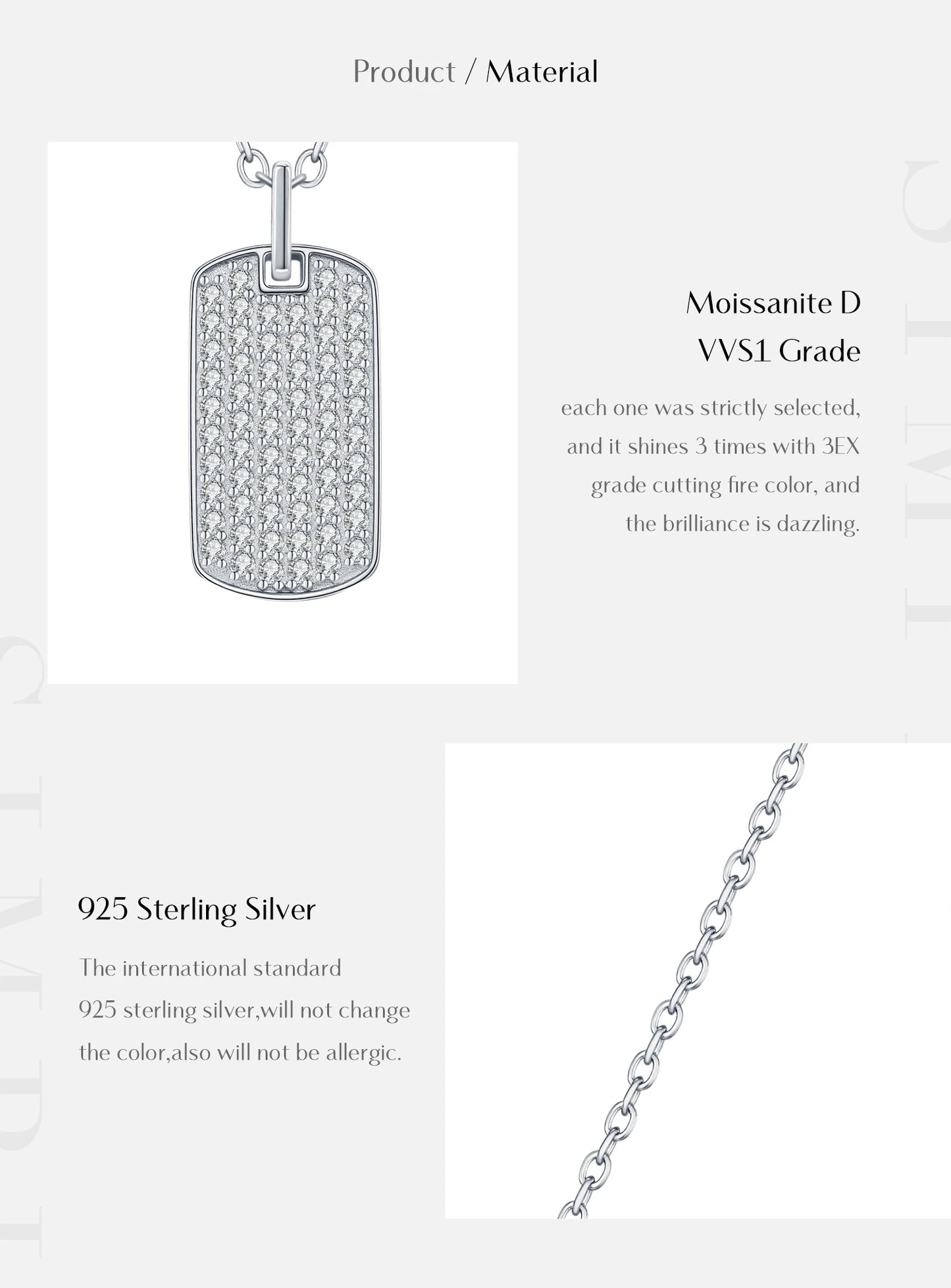 MODIAN D Color Moissanite Rectangle Brand Necklace 925 Sterling Silver Trendy Stackable Pendant Necklaces For Women Fine Jewelry