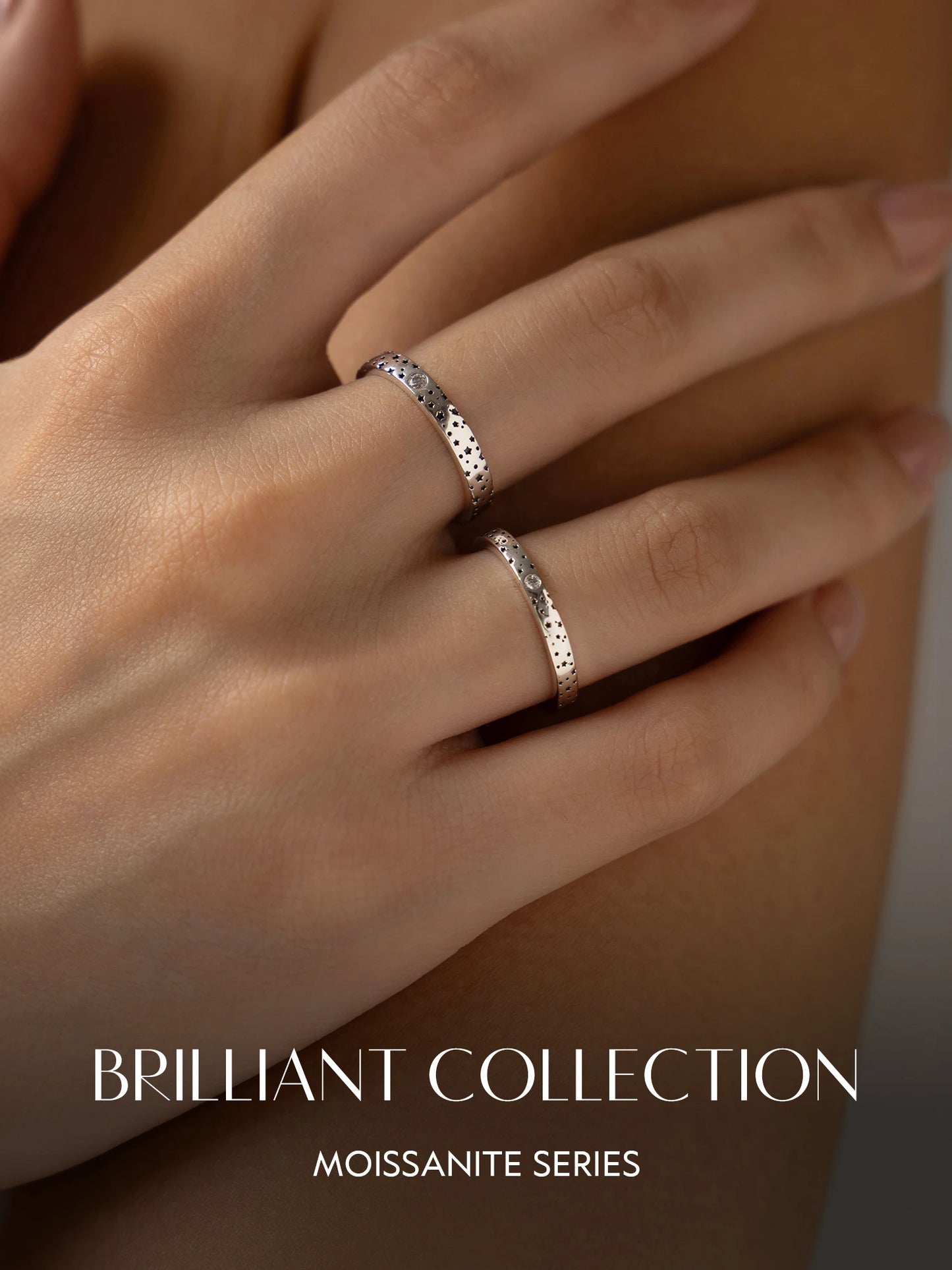 MODIAN D Color Moissanite Sparkle Couple Ring 925 Sterling Silver Charming Stars Ring For Women and Men Anniversary Fine Jewelry