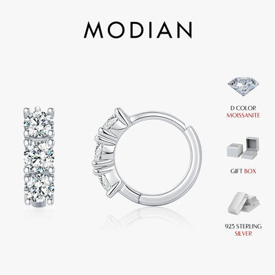 MODIAN D Color Moissanite Classic Ear Buckle 925 Sterling Silver Trendy Round Stackable Hoop Earrings For Women Fine Jewelry