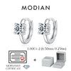 MODIAN 1CT/2CT D Color Moissanite Ear Buckle 925 Sterling Silver Classic Round Hoop Earrings For Women Fine Wedding Jewelry