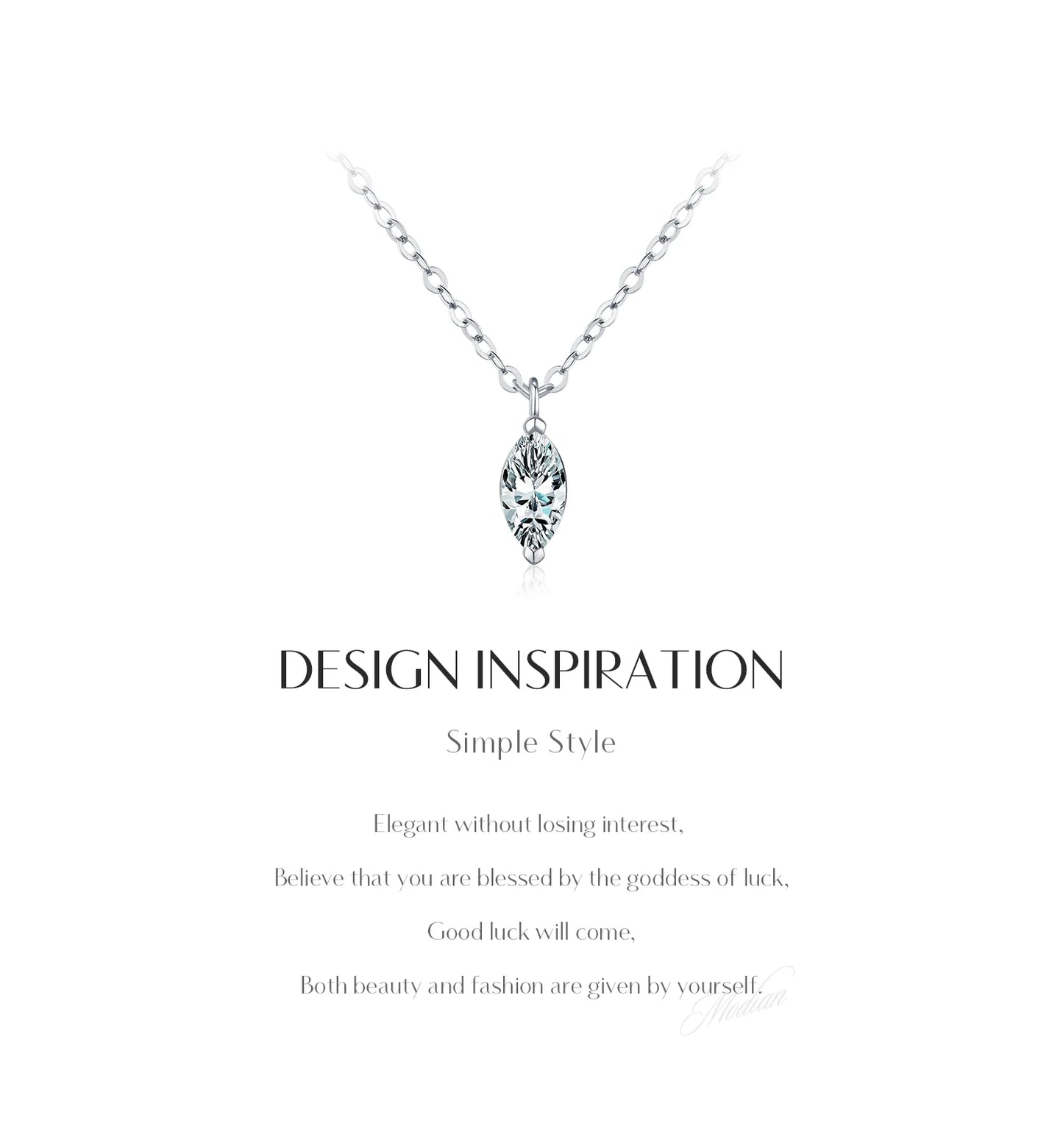 MODIAN D Color Rhombic Moissanite Necklaces 925 Sterling Silver Simple Link Chain Pendant Necklace For Women Fine Jewelry Gifts