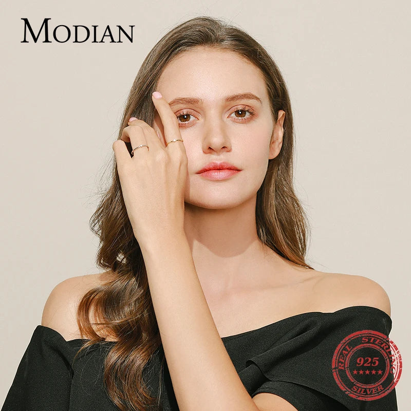 MODIAN Exquisite D Color Round Moissanite Finger Rings 925 Sterling Silver Classic Twinkling Wedding Jewelry For Women Gifts