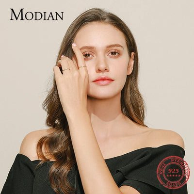 MODIAN Exquisite D Color Round Moissanite Finger Rings 925 Sterling Silver Classic Twinkling Wedding Jewelry For Women Gifts