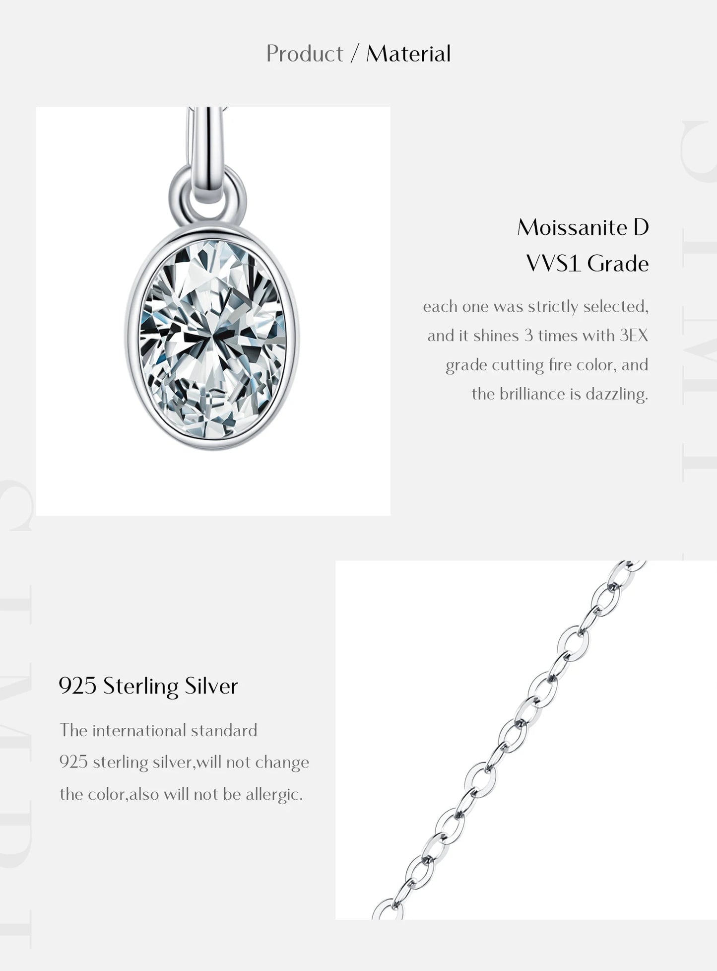 MODIAN 1CT Oval Bezel D Color Moissanite Necklaces 925 Sterling Silver Luxury Wedding Pendant Necklace For Women Fine Jewelry