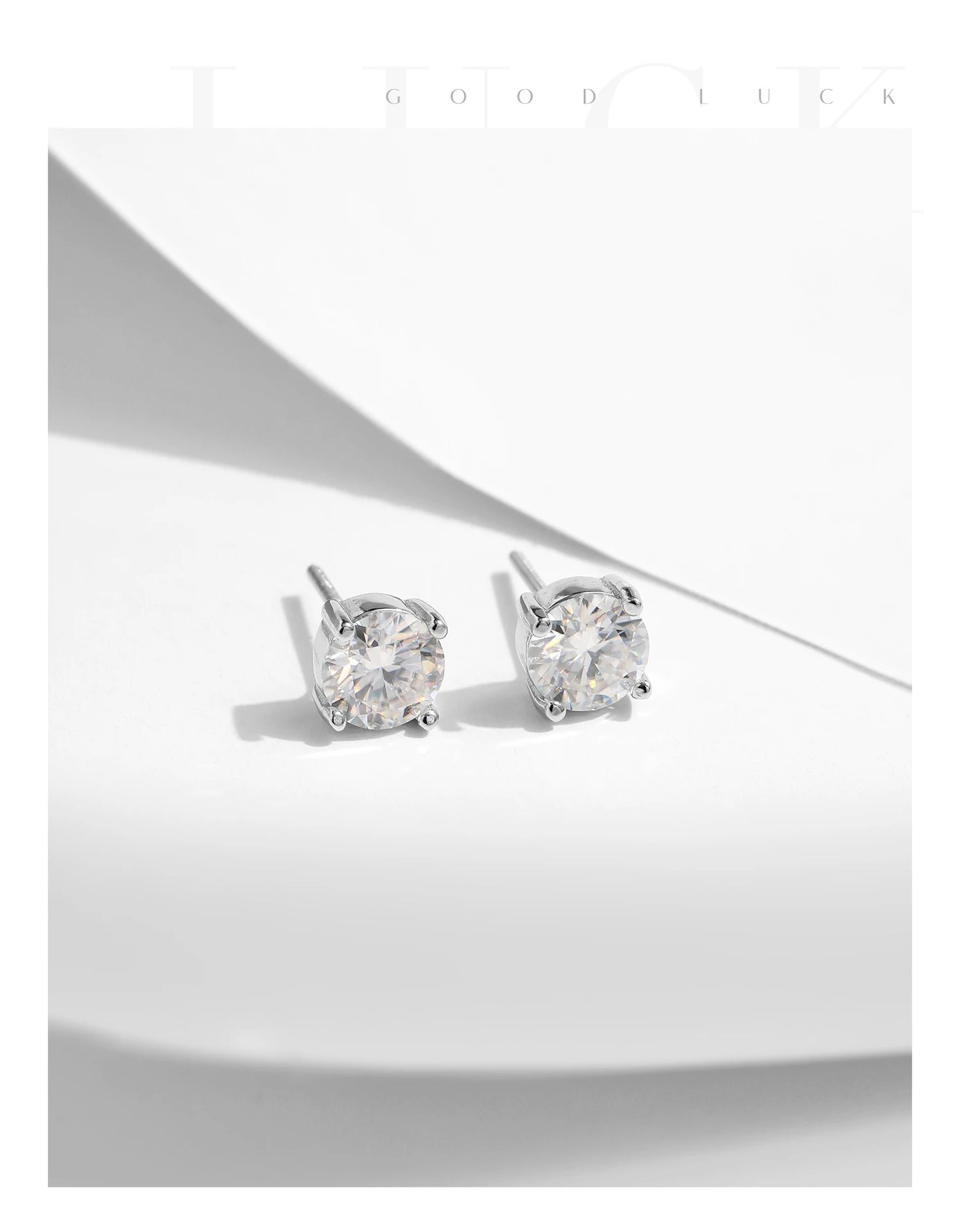 MODIAN 1.00Ct 2.00Ct Moissanite D Color Lab Diamond Stud Earrings For Women 925 Sterling Silver Basic Design Wedding Jewelry